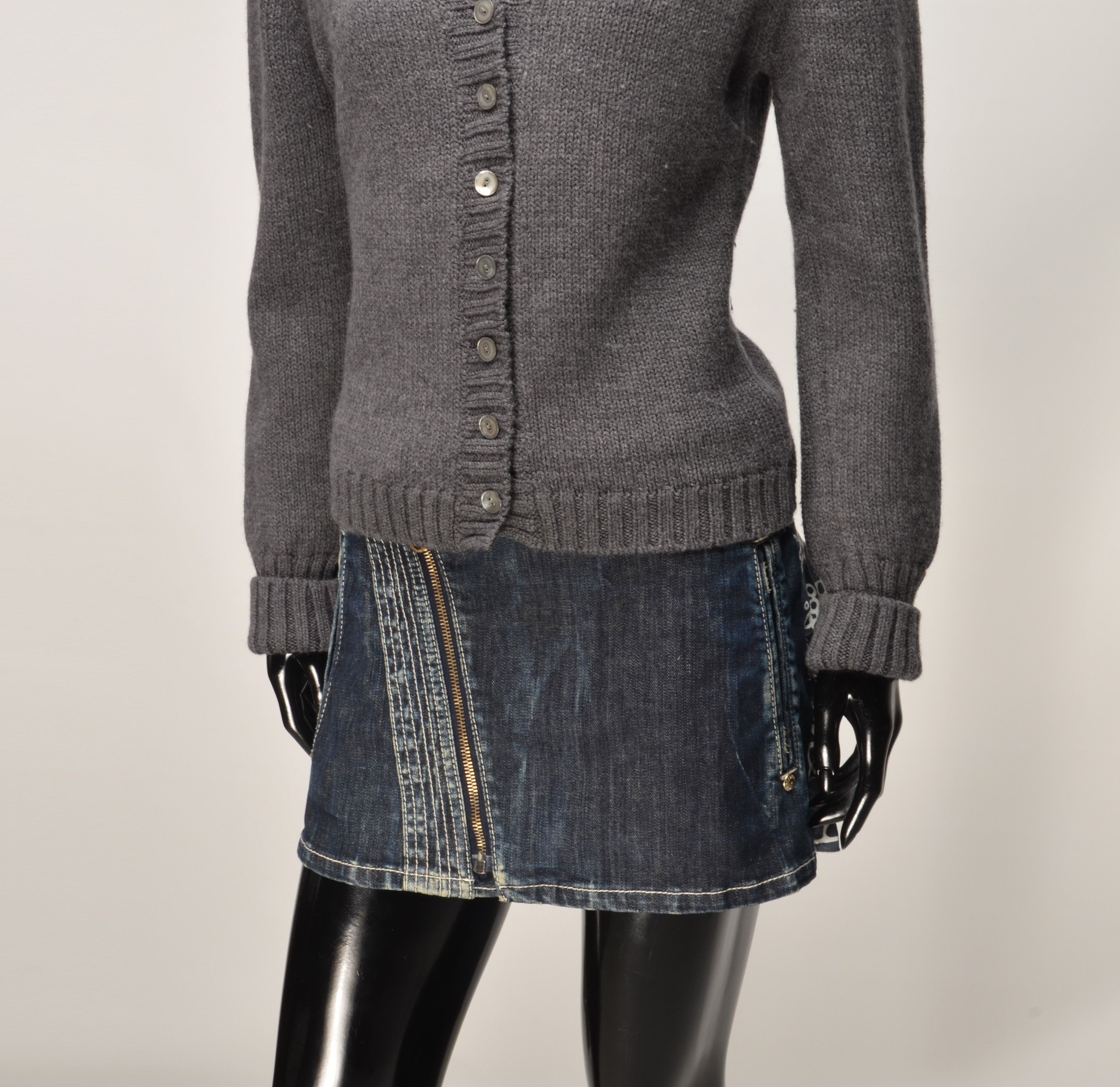Other Elise Gug Lana Wool V-Neck Grey Knit Cardigan Size M / US 6-8 / IT 42-44 - 3 Thumbnail
