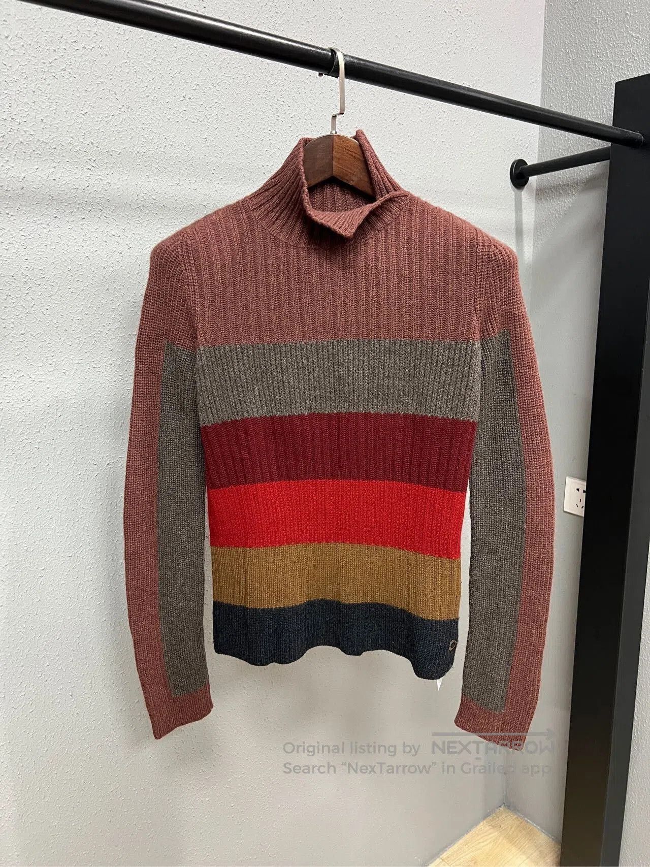 striped turtleneck wool sweater from Loro Piana.