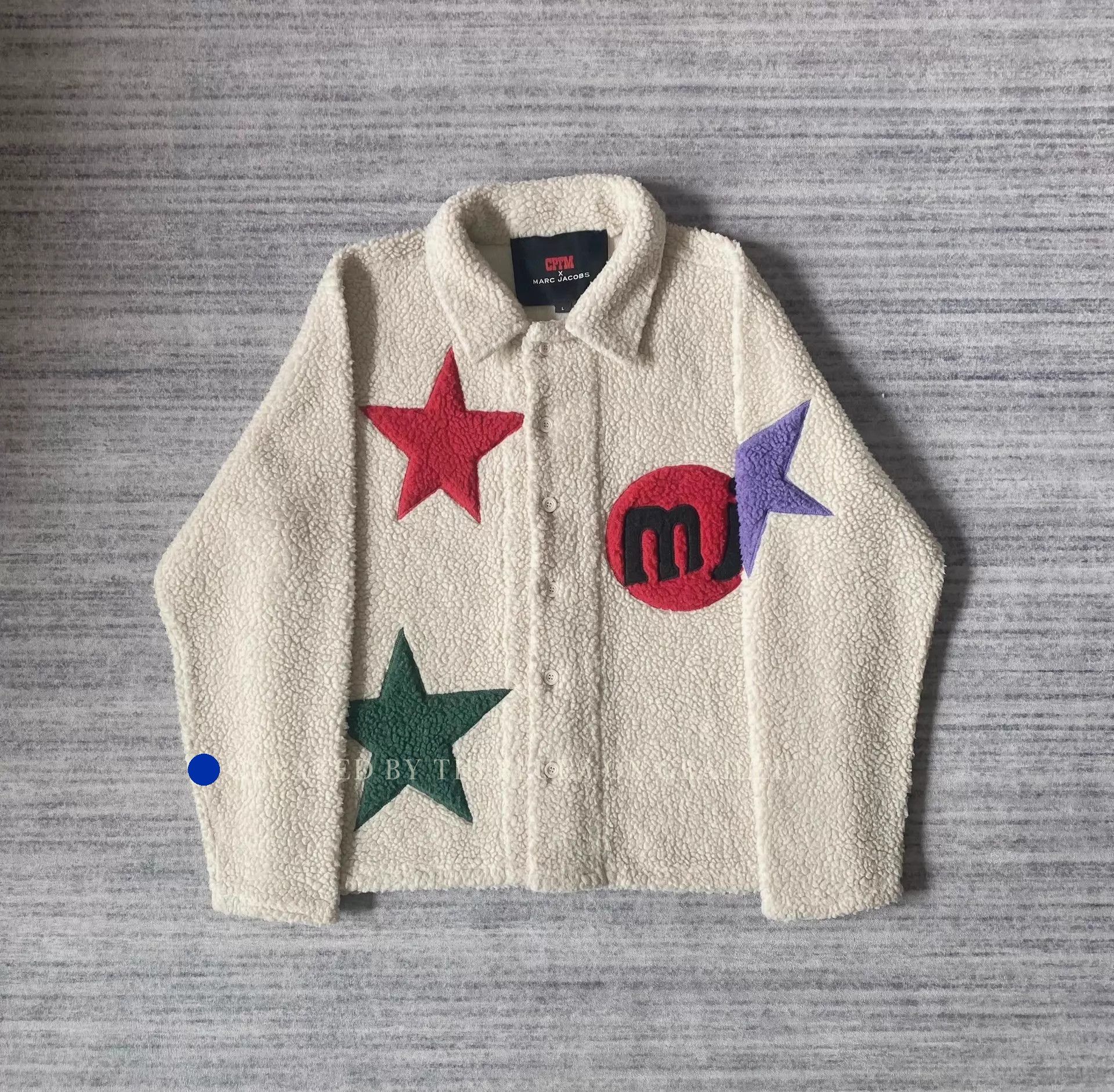 Marc Jacobs Star Embroidered Fleece Jacket in Beige Size US L / EU 52-54 / 3 - 1 Thumbnail