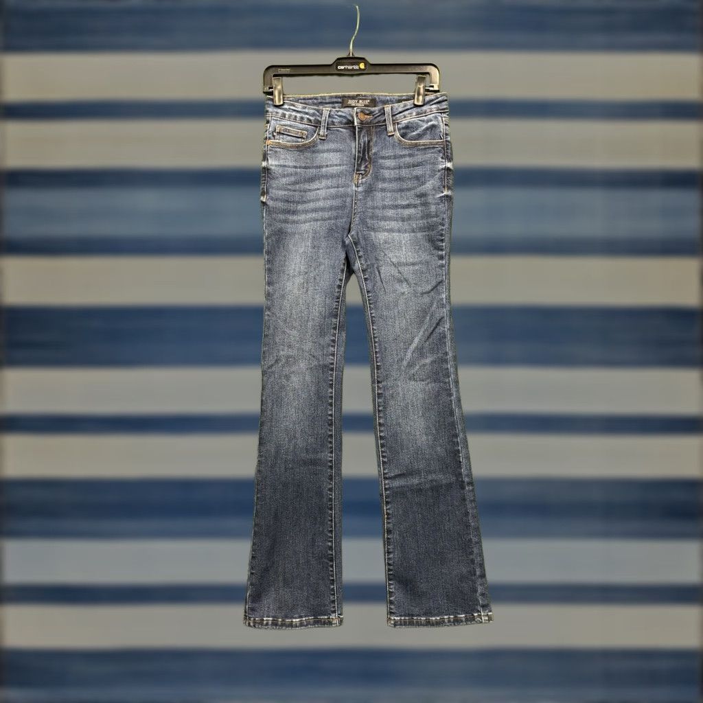 Denime Judy Blue Boot Cut Jeans 3/26 Denim Low Rise Medium Wash Blue Jeans Women Juniors 5-Pocket Stretch 31in Inseam Cotton Blend Spandex Size 26" / US 2 / IT 38 - 1 Thumbnail
