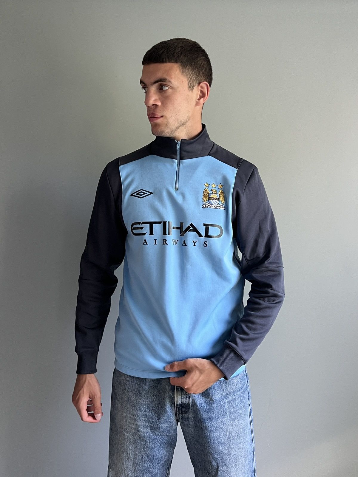 Umbro × Vintage Vintage Manchester City Umbro 1/3 Zip Tracktop Size US M / EU 48-50 / 2 - 5 Thumbnail