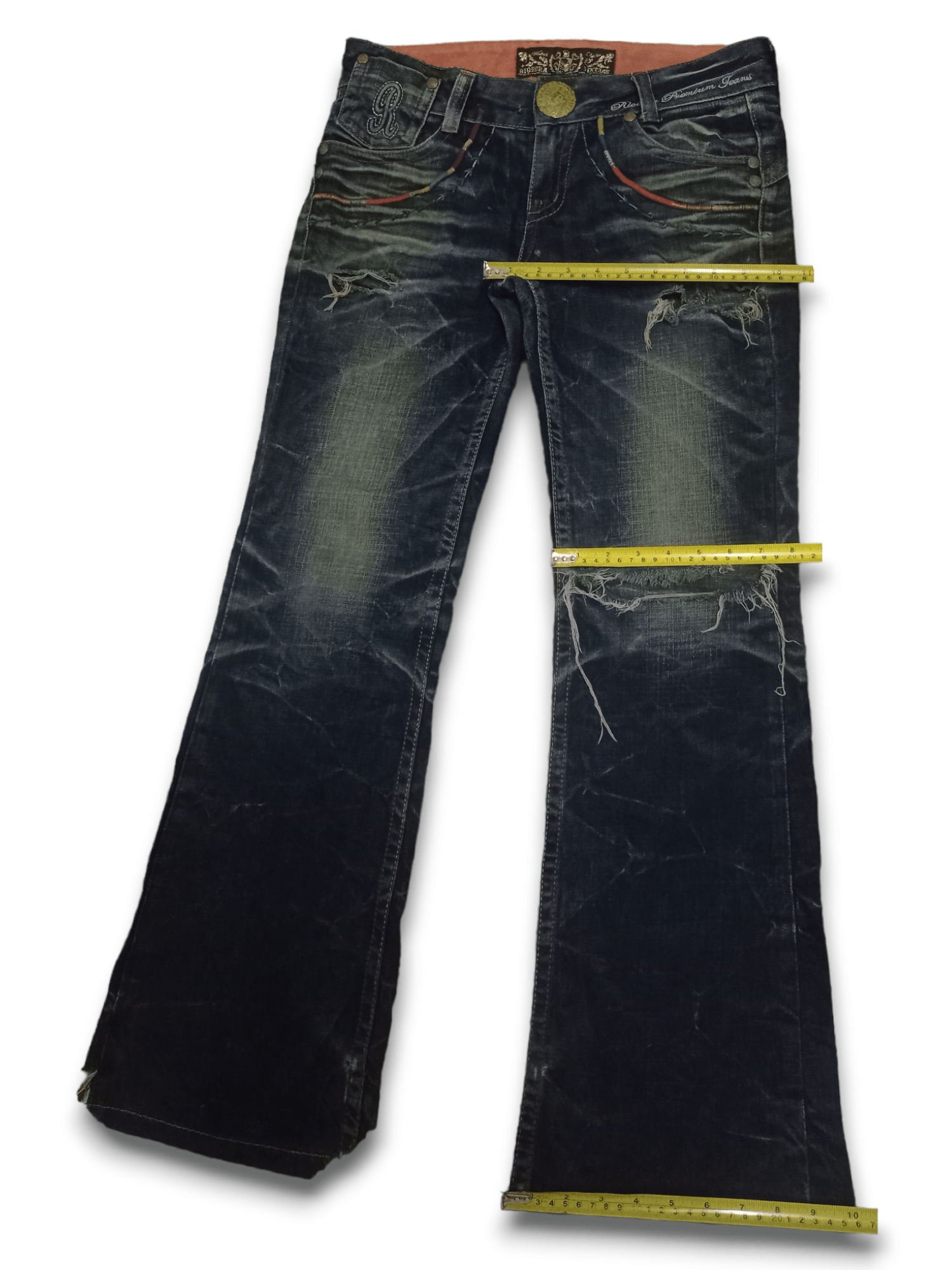 Japanese Brand Vintage Japanese Embroidered Buckle Back Flare Jeans Size US 32 / EU 48 - 14 Thumbnail