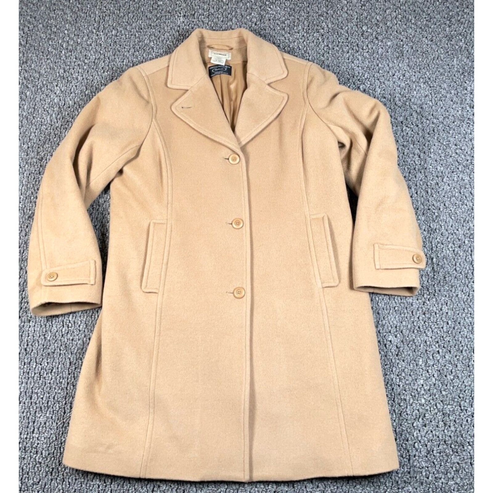 Image of Vintage L.l. Bean Lambs Wool Classic Polo Coat Women's 14 Beige 3/4 Length Bellandi in White (Size 