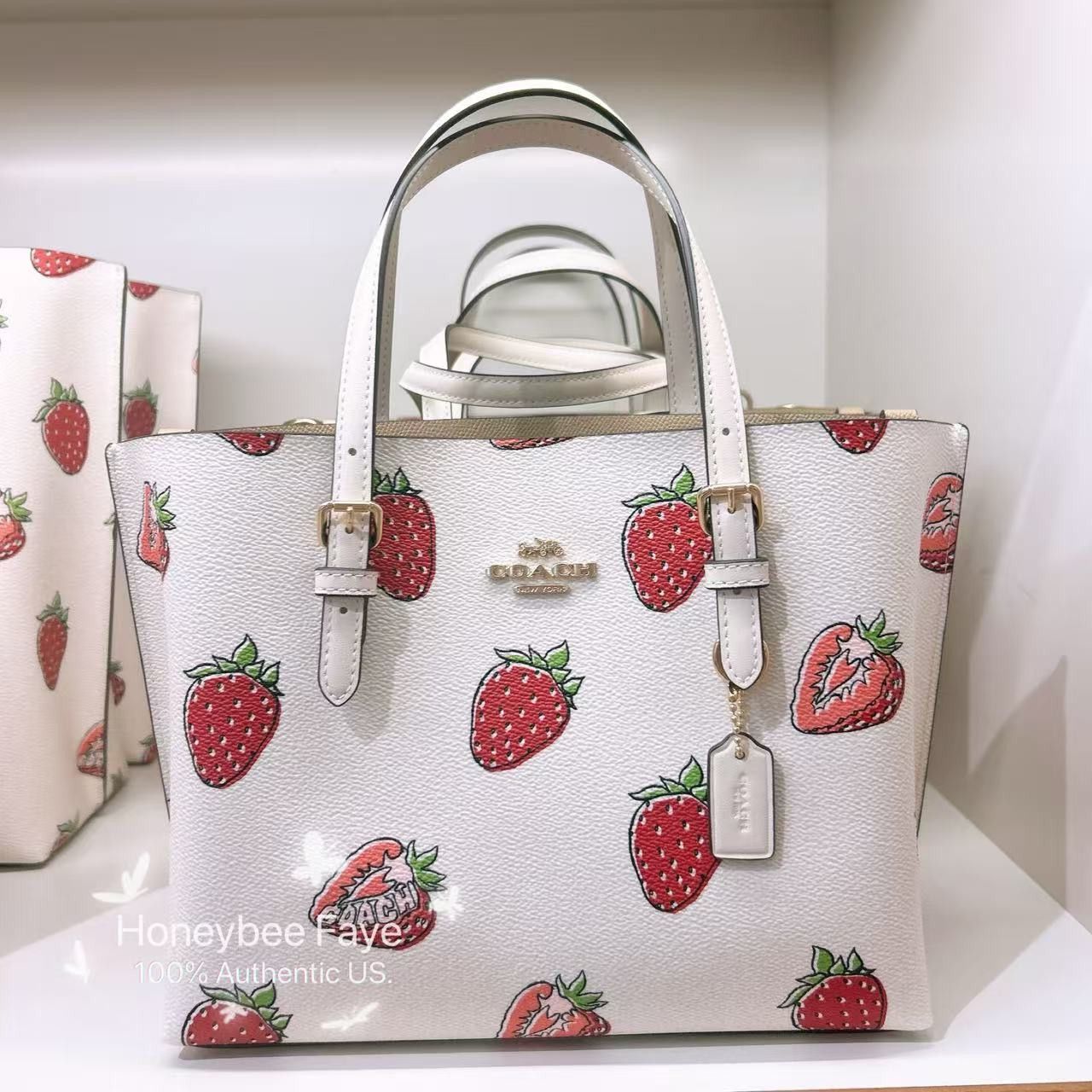 Coach Mollie Tote Bag 25 With Strawberry Print CAL66 Size ONE SIZE - 4 Thumbnail