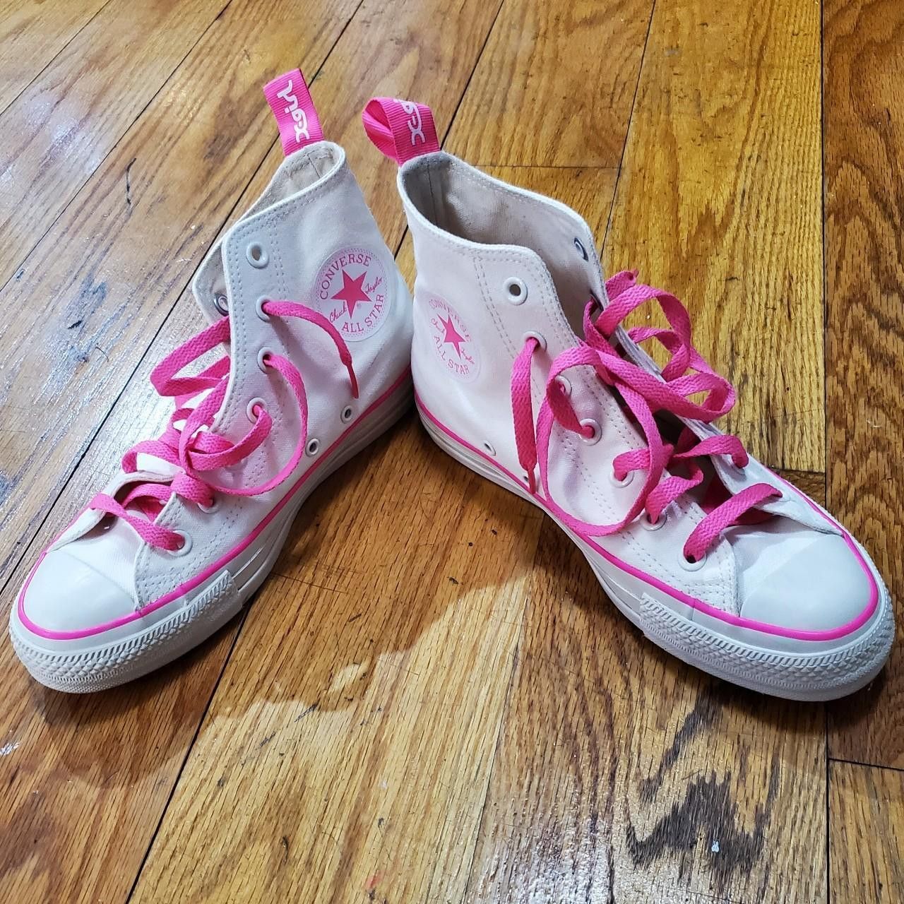 Converse X girl X girl x Converse Pink White Hi Top Sneakers Collab Grailed