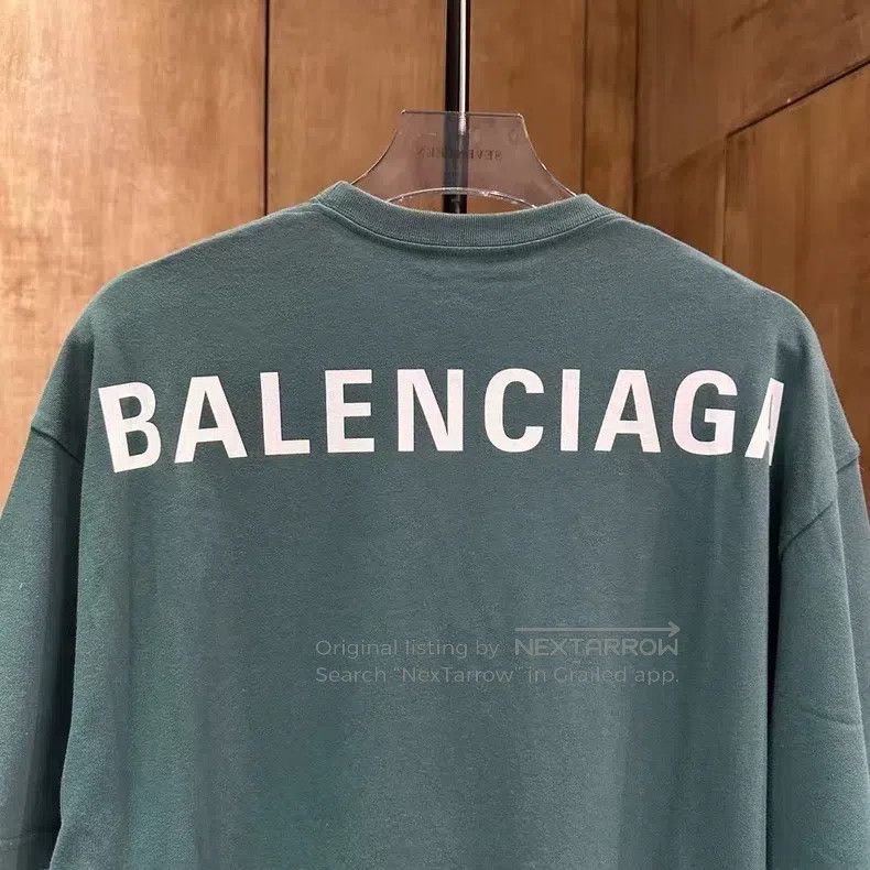 Balenciaga Army Green Back Letter Logo Short Sleeve