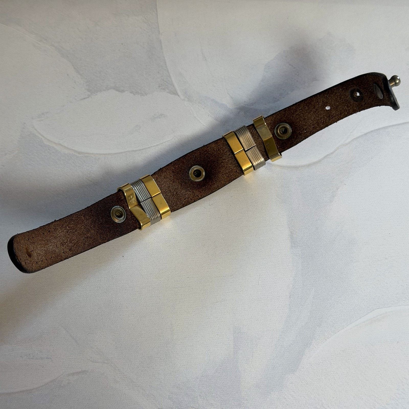 Vintage VTG 1980s Rustic Western Leather Concho Adjustable Bracelet Size ONE SIZE - 7 Thumbnail