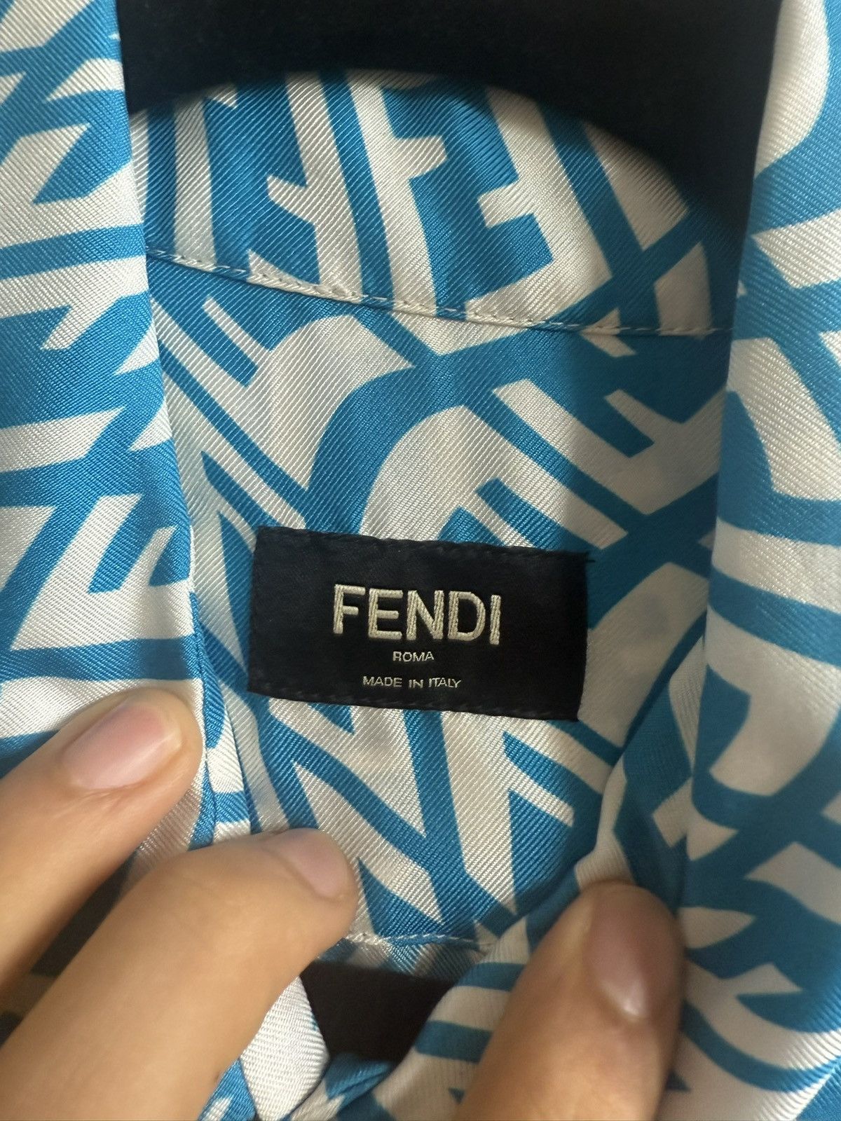 Fendi Fendi FF vertigo blue/white button up silk shirt Size US M / EU 48-50 / 2 - 3 Thumbnail