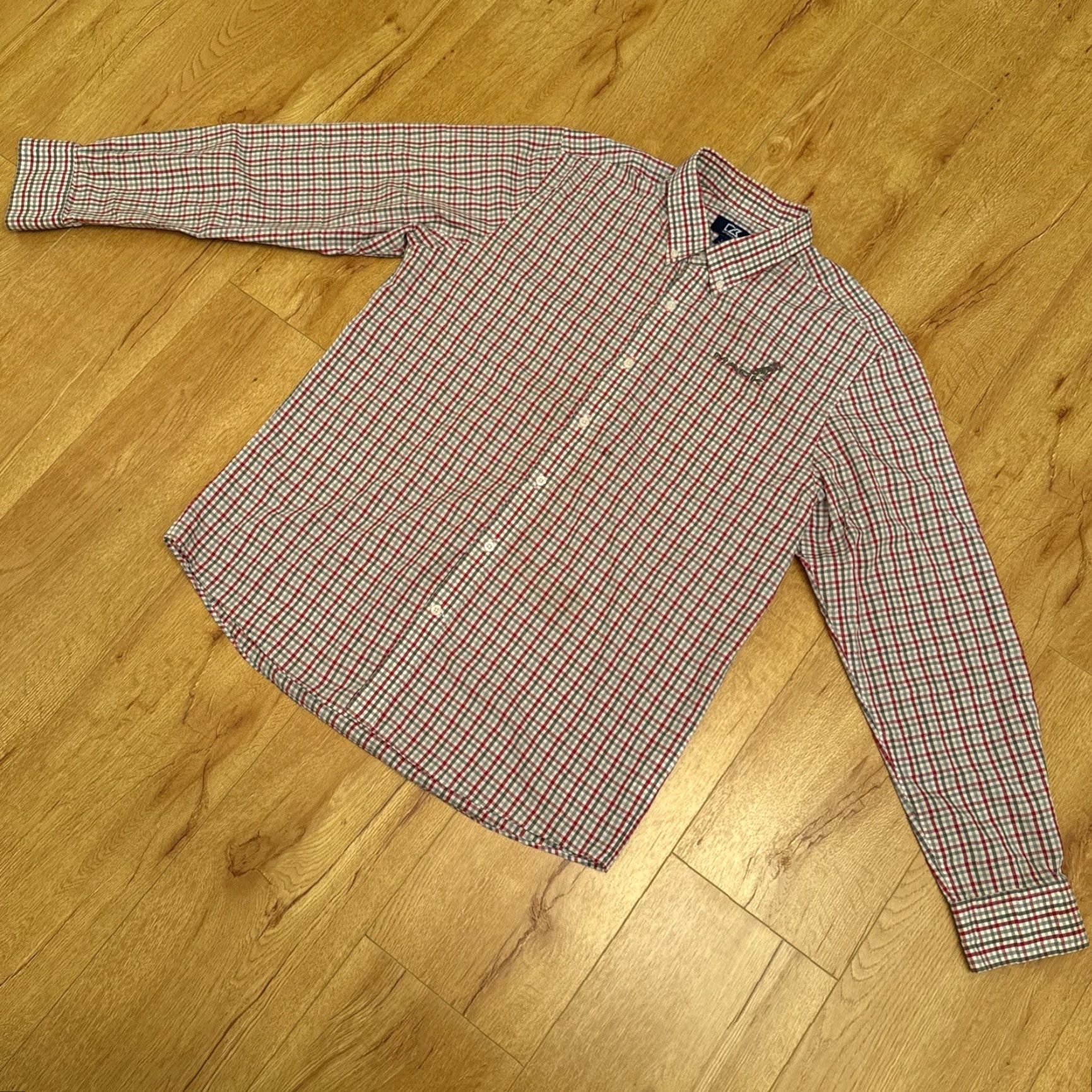 Cutter & Buck Cutter Buck Mens Button-Up Shirt Plaid Check Cotton Red Grey Large L Multicoloured City Country Vintage: No Mens Size US L / EU 52-54 / 3 - 2 Thumbnail