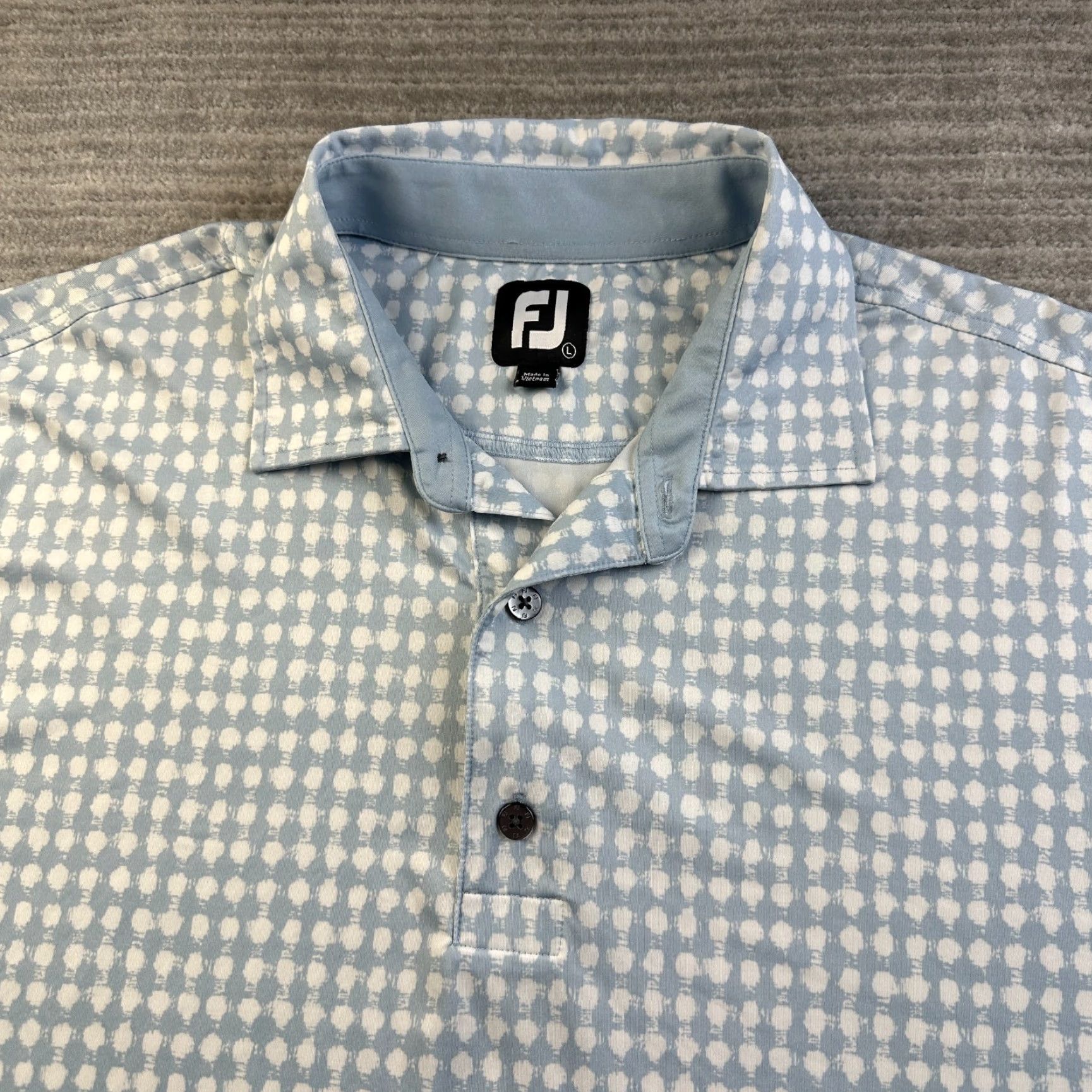 Footjoy Footjoy Polo Shirt Mens Large Blue All Over Print Golf Performance Stretch Shirt Size US L / EU 52-54 / 3 - 4 Thumbnail