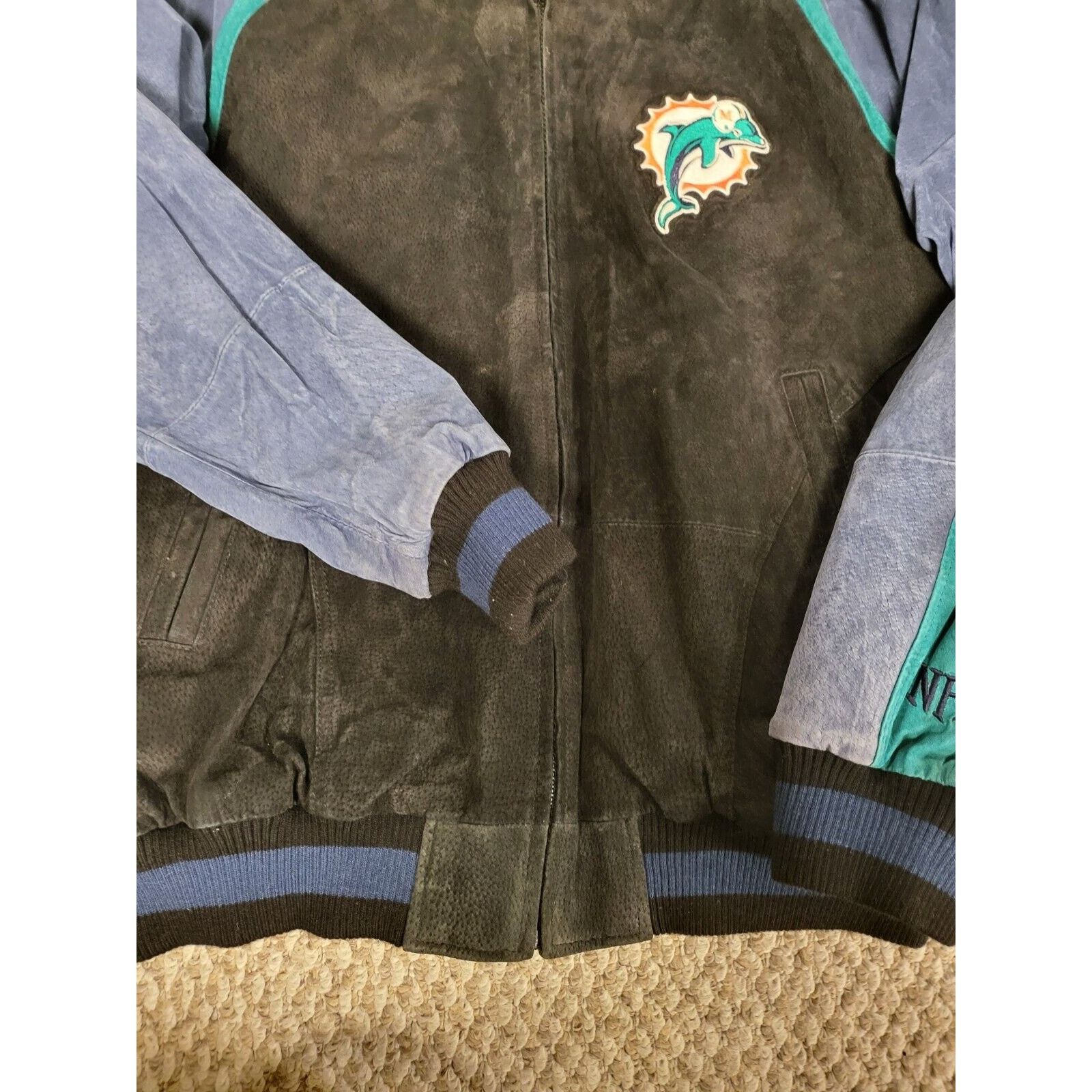 NFL Vintage Miami Dolphins NFL Suede Leather Bomber Jacket Size US L / EU 52-54 / 3 - 4 Thumbnail