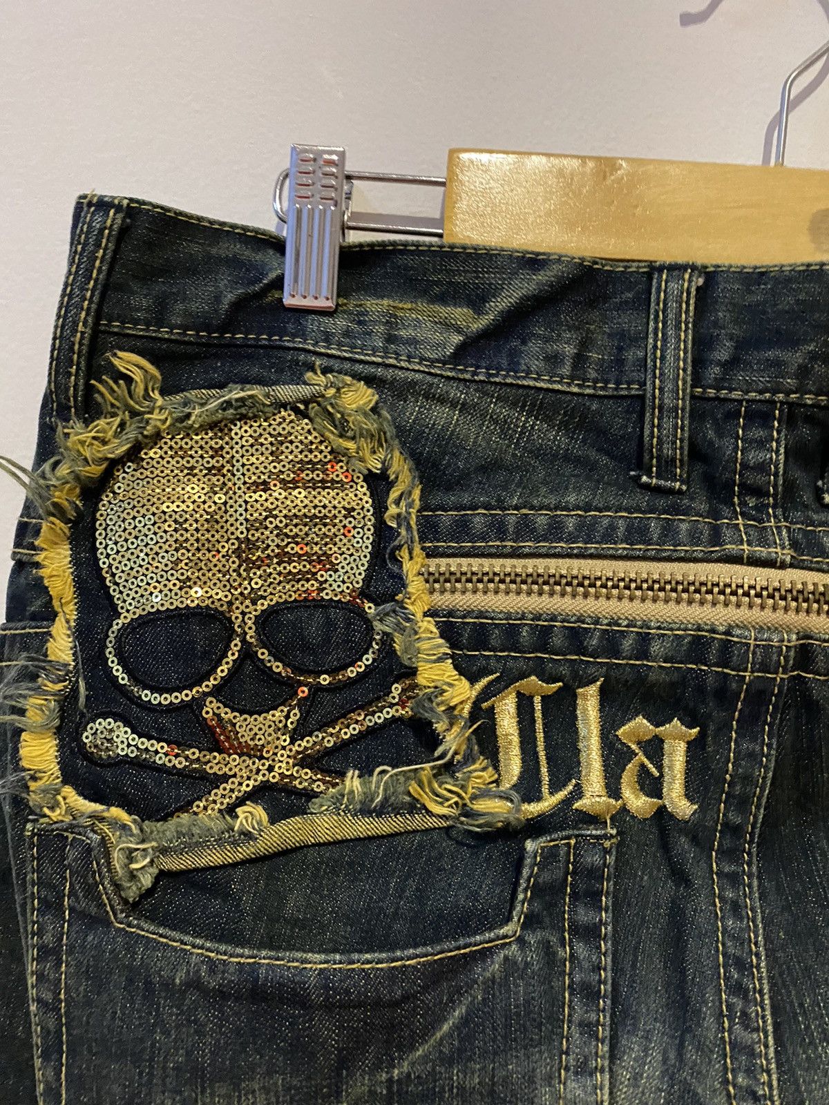 If Six Was Nine × Japanese Brand 🔥 CLASSICAL Elf Punk Skull Crossbones Denim Japan Style Size US 34 / EU 50 - 10 Thumbnail