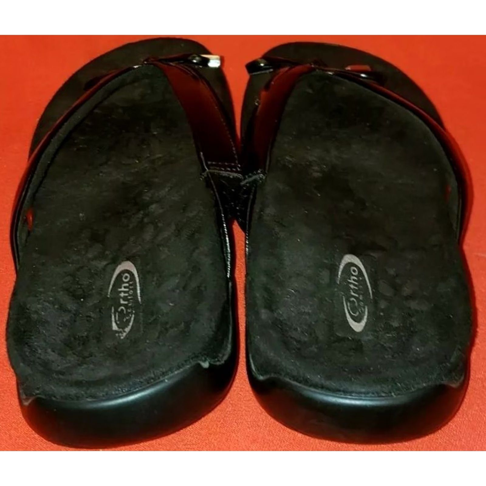 Vintage Ortho Comfort Women's Patent Leather Slide Toe Post Sandals Black Size 7M Size US 7 / IT 37 - 6 Thumbnail