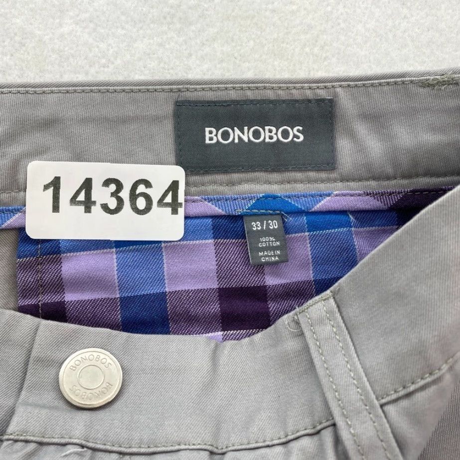 Bonobos Bonobos Pants Mens 33x30 Straight Leg Gray Chino Pants Mid Rise Preppy Reg Fit - Casual, Regular, 33x30, Gray, Chino, Men, Pants Size US 33 - 5 Thumbnail