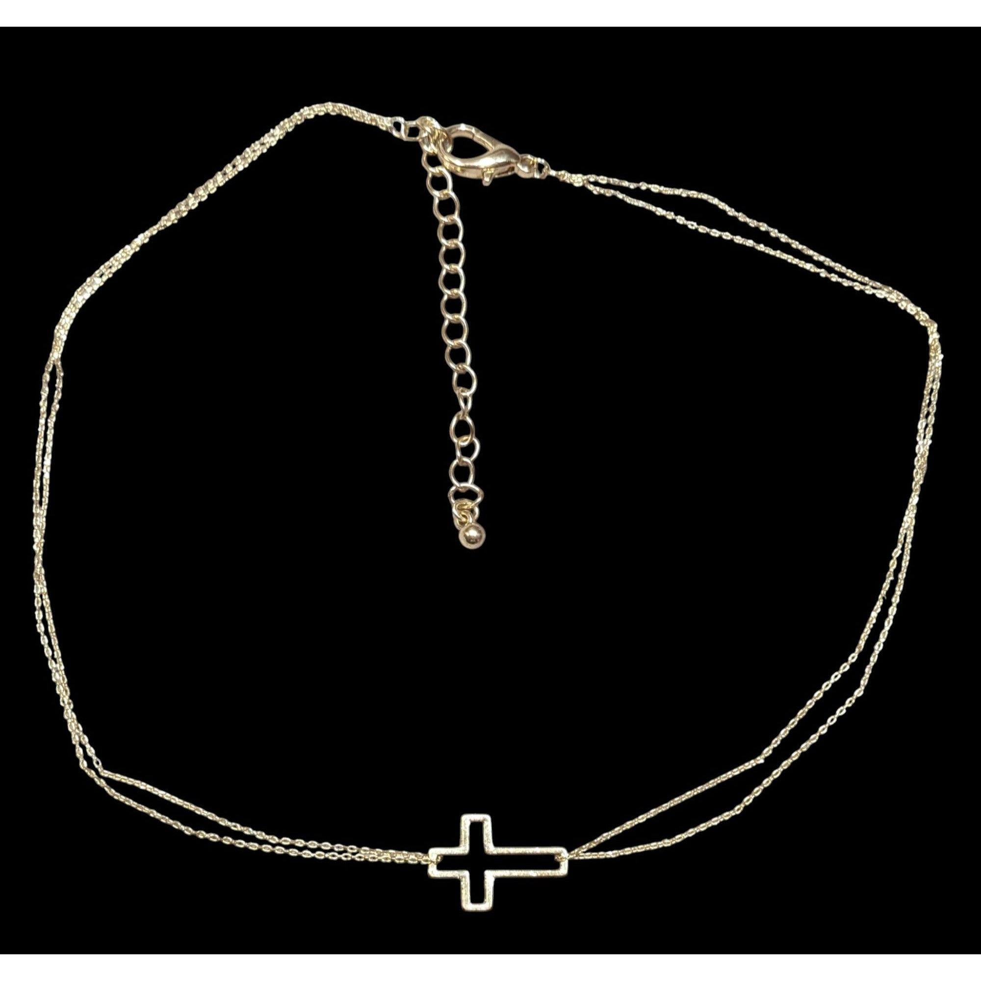 Other Religious Sideways Open Cross Pendant Gold Tone Necklace Size ONE SIZE - 2 Thumbnail