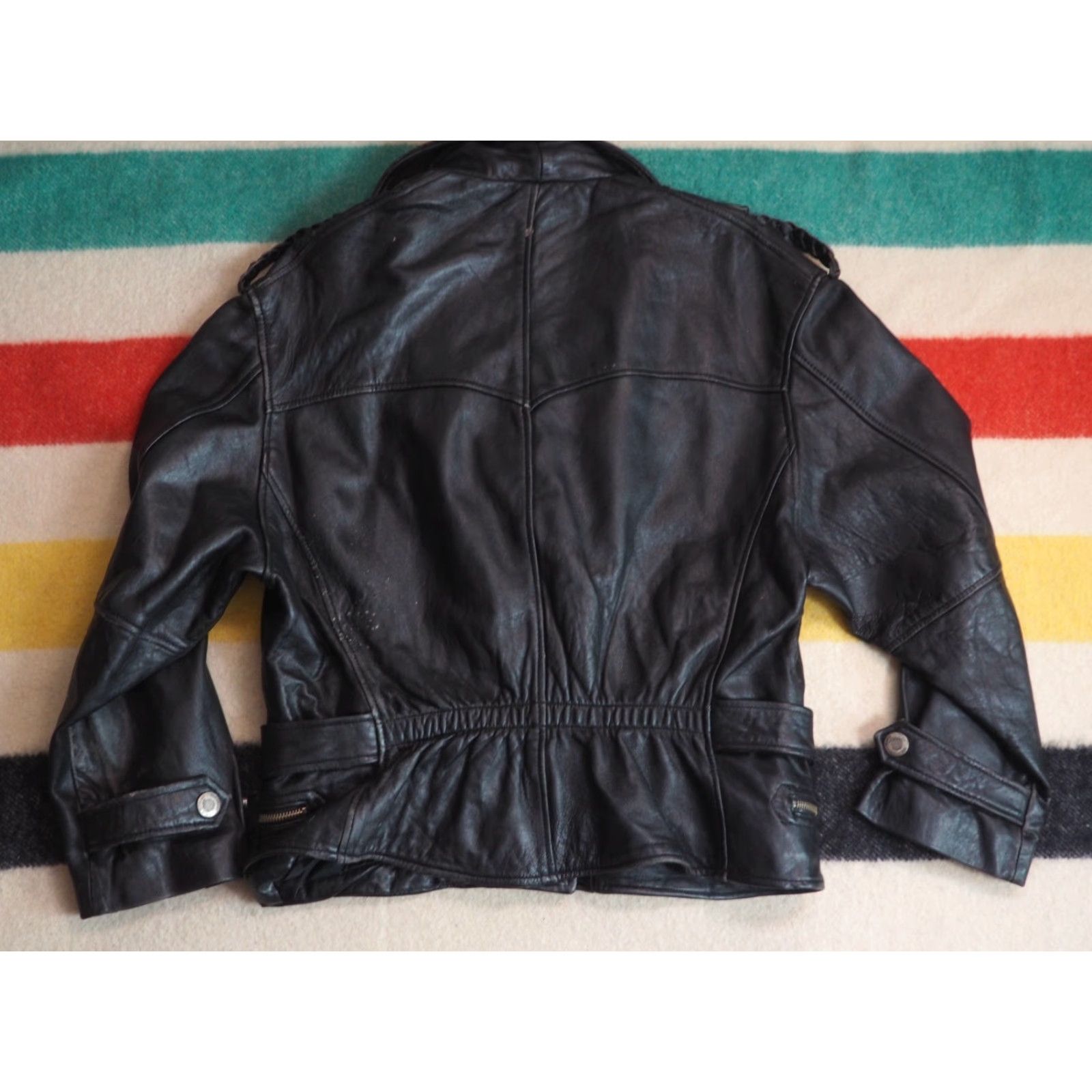 Vintage VINTAGE Winlit Leather Jacket Womens 80s 90s Black Zip Moto Cafe Western Glam Rock L Size L / US 10 / IT 46 - 2 Thumbnail