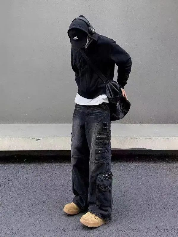 VIBE Retro Street Pocket Studded Cargo Jeans Size US 30 / EU 46 - 4 Thumbnail