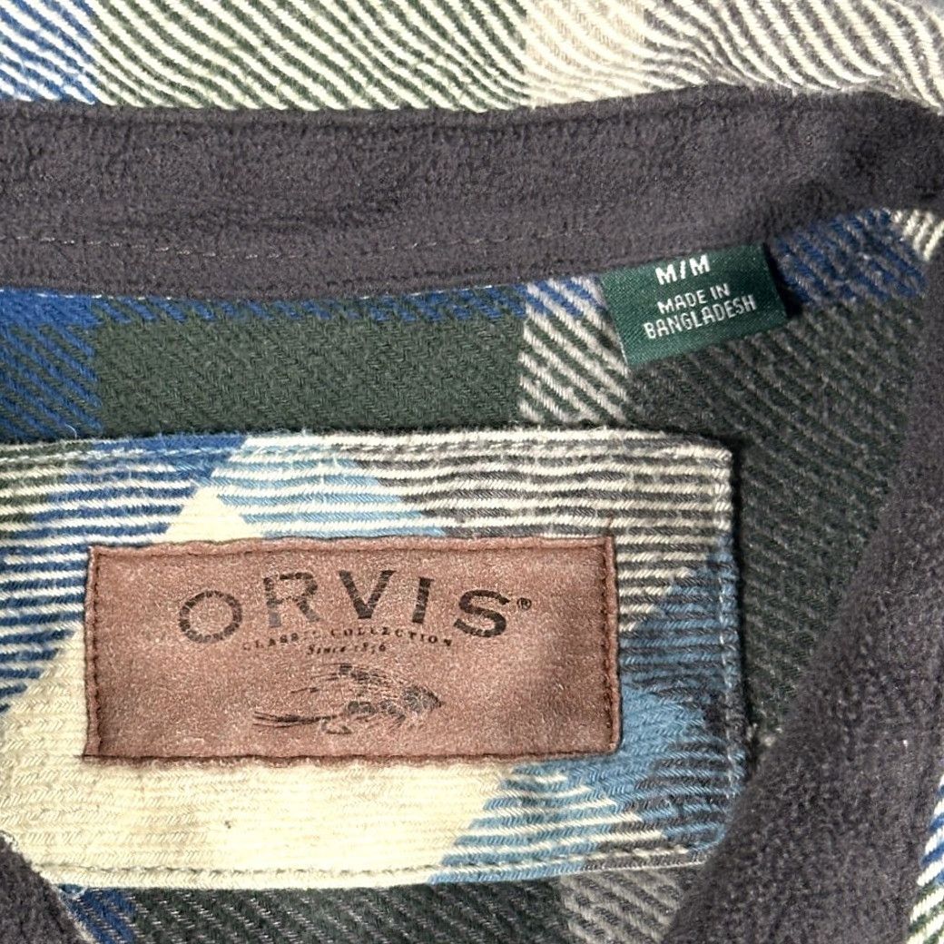 Orvis VINTAGE Orvis Jacket Shirt Adult MEDIUM White Blue Grey Plaid Flannel Cotton Heavyweight Size US M / EU 48-50 / 2 - 4 Thumbnail