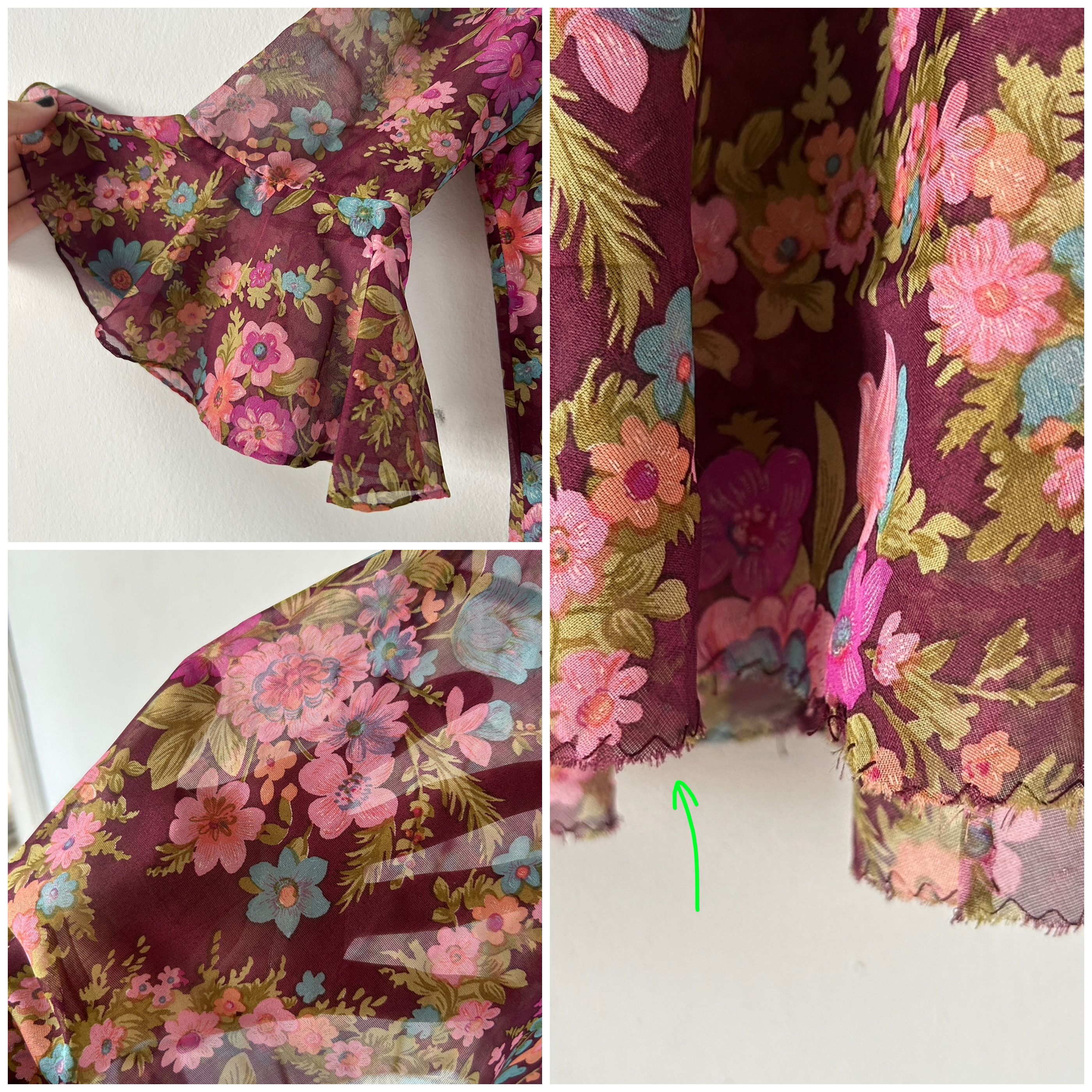 Vintage Vintage 70s floral semi sheer midi dress Size L / US 10 / IT 46 - 9 Thumbnail