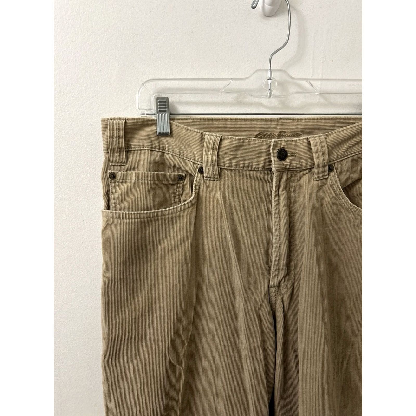 Eddie Bauer Eddie Bauer Corduroy Pants Mens 36x30 Tan Khaki Straight Leg Regular 5-Pocket YKK Button Fall Winter Spring Mens Size US 36 / EU 52 - 4 Thumbnail
