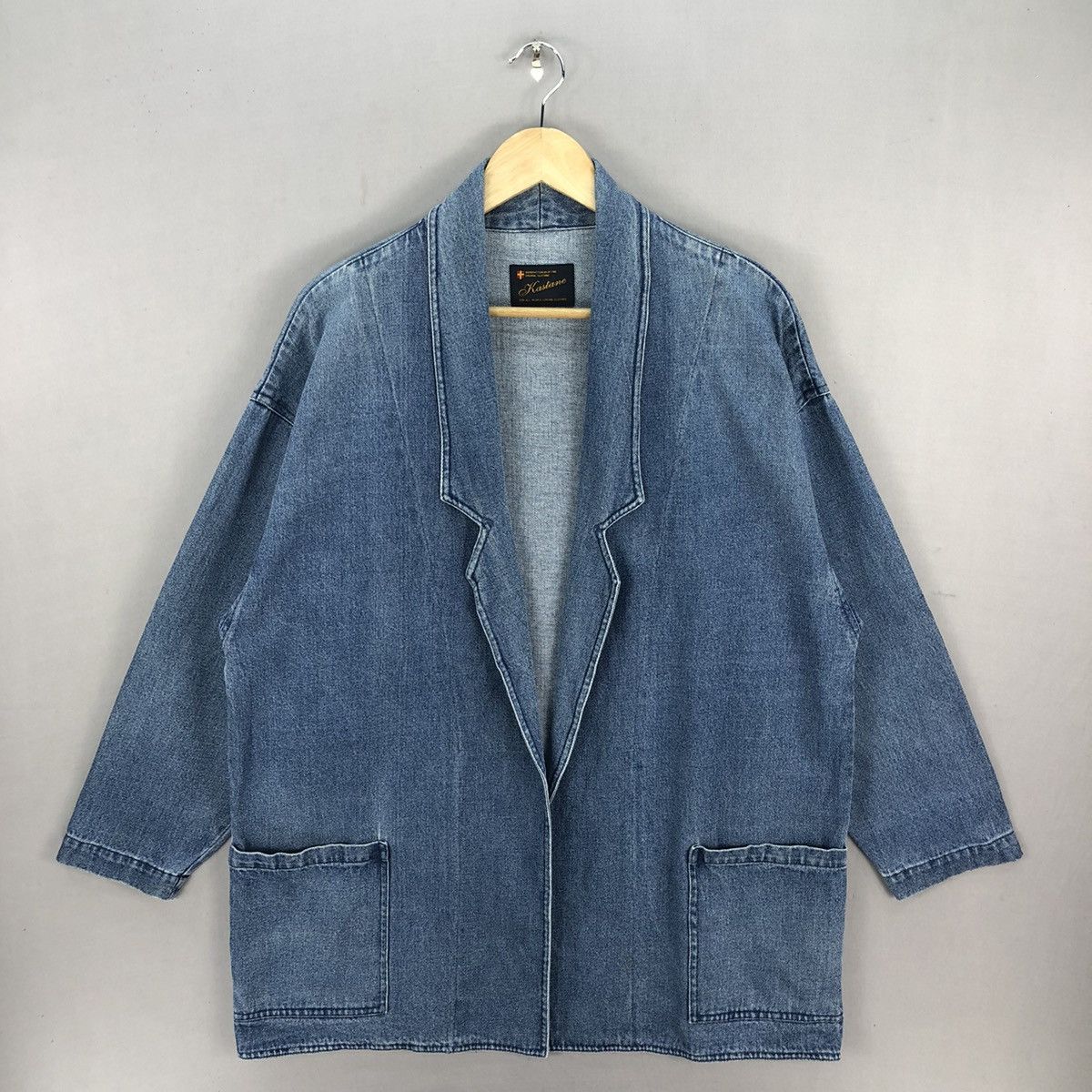 Number (N)ine Vintage Kastane Washed Denim Kimono Lab Coat Size US L / EU 52-54 / 3 - 1 Thumbnail
