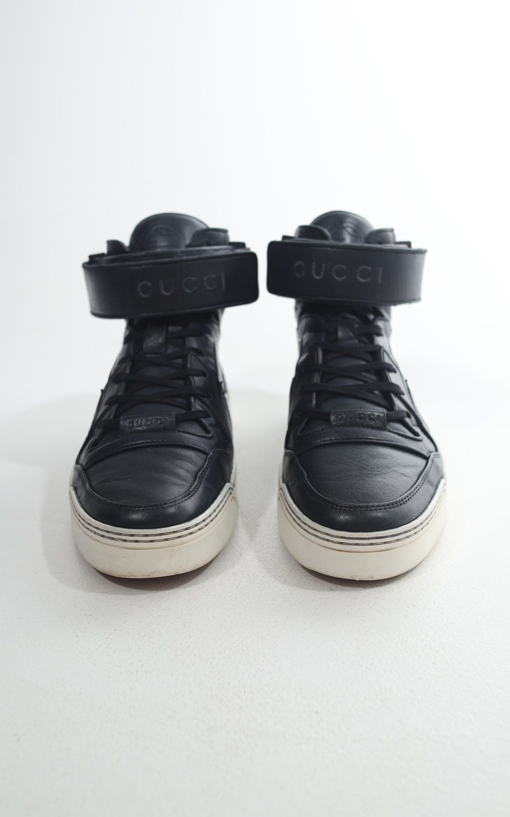 Gucci GUCCI Sneakers Hi Top Leather Shoes GG Logo Navy Men’s Size US 6.5 / EU 39-40 - 4 Thumbnail