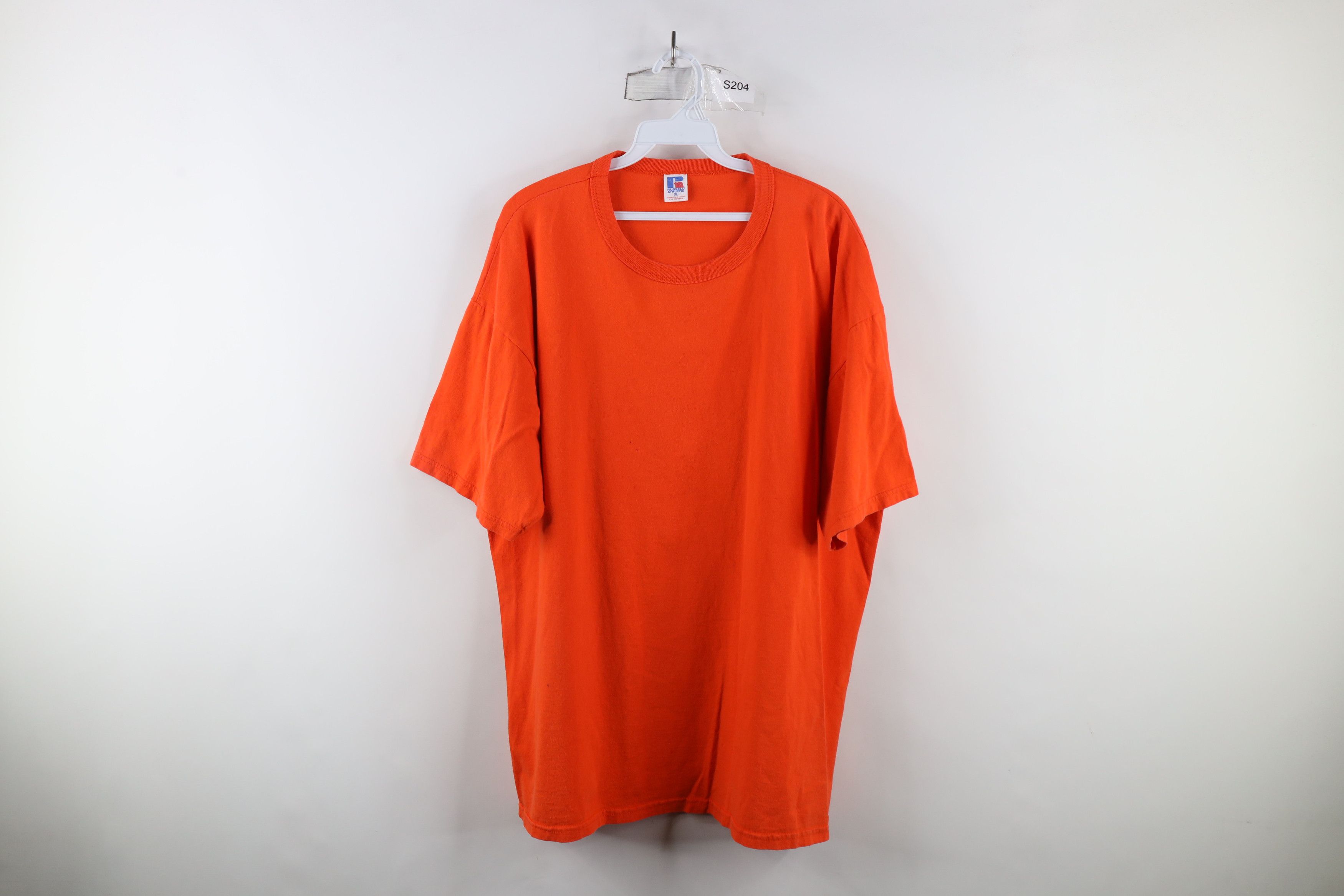 Russell Athletic × Vintage Vintage 90s Russell Athletic Blank Cotton T-Shirt Orange Size US XL / EU 56 / 4 - 1 Thumbnail