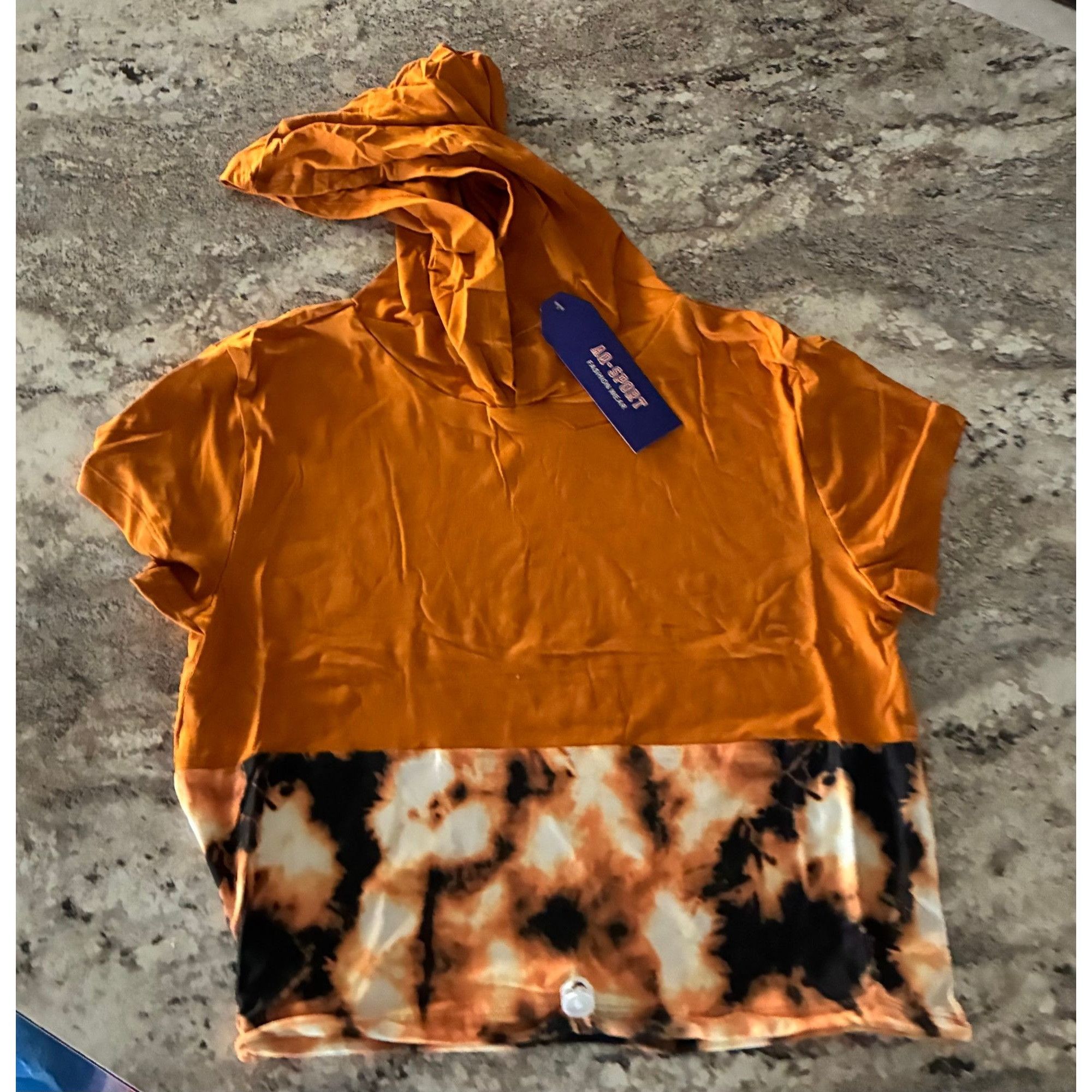 Other Stylish Tie Dye Hooded Short Sleeve Athletic Set In GOLD Size 26" / US 2 / IT 38 - 2 Thumbnail