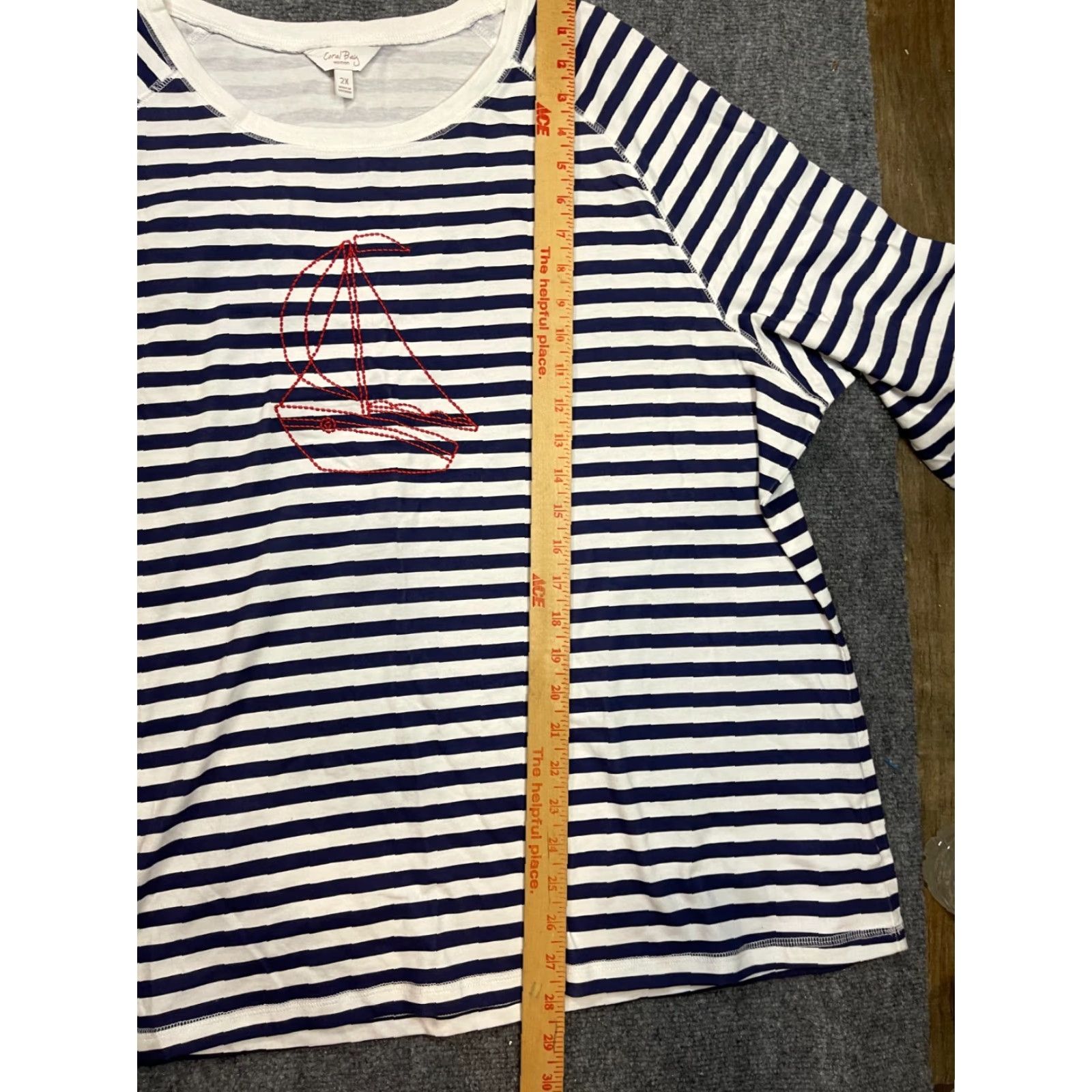 Vintage VINTAGE: Not Vintage CORAL BAY Shirt Womens 2X Sailboat Striped Shirt Women 2X Sailboat Striped Coral Bay Size XXL / US 16-18 / IT 52-54 - 2 Thumbnail