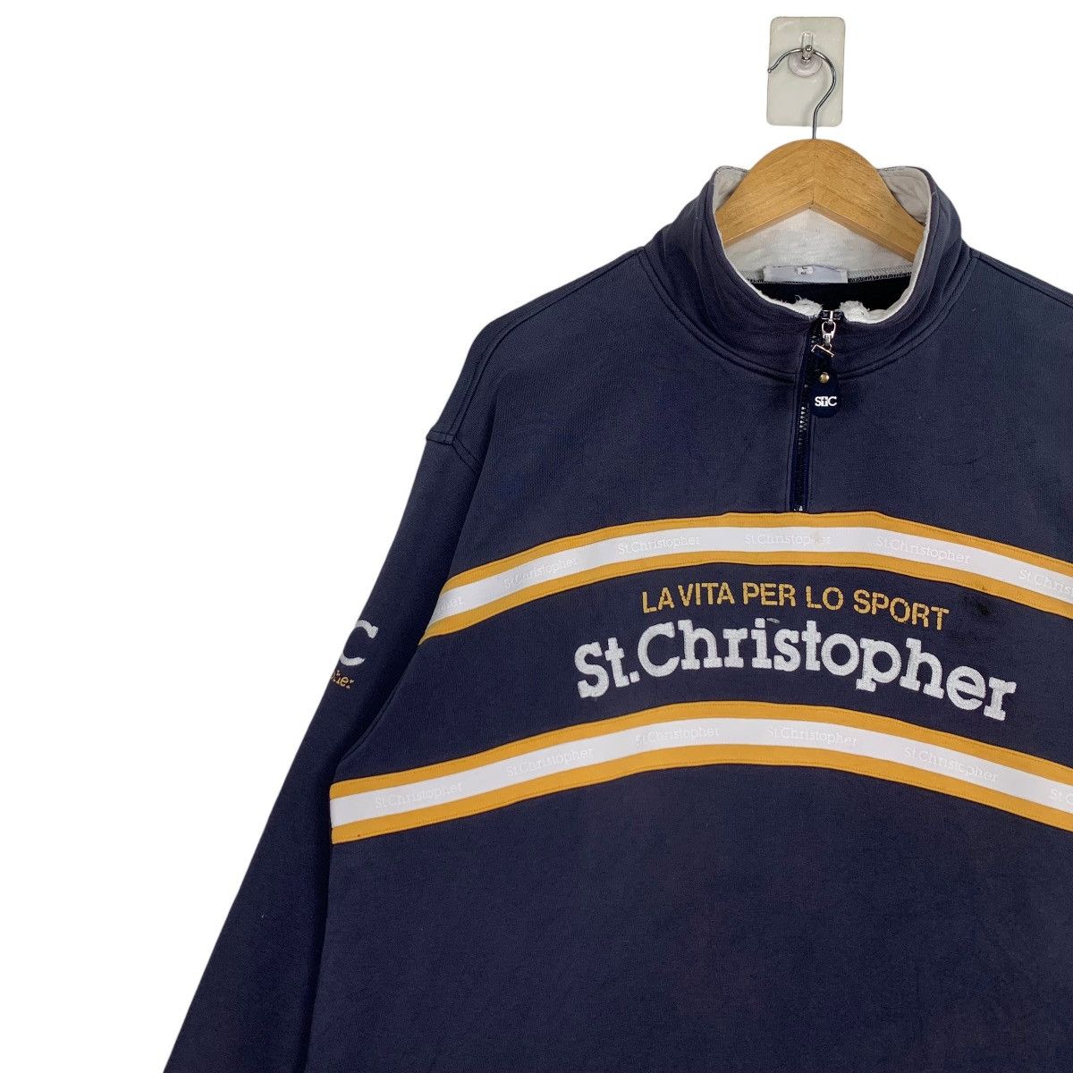 Vintage ST. CHRISTOPHER Embroidery Logo Half Zip Sweater #0960-C43 Size US L / EU 52-54 / 3 - 6 Thumbnail