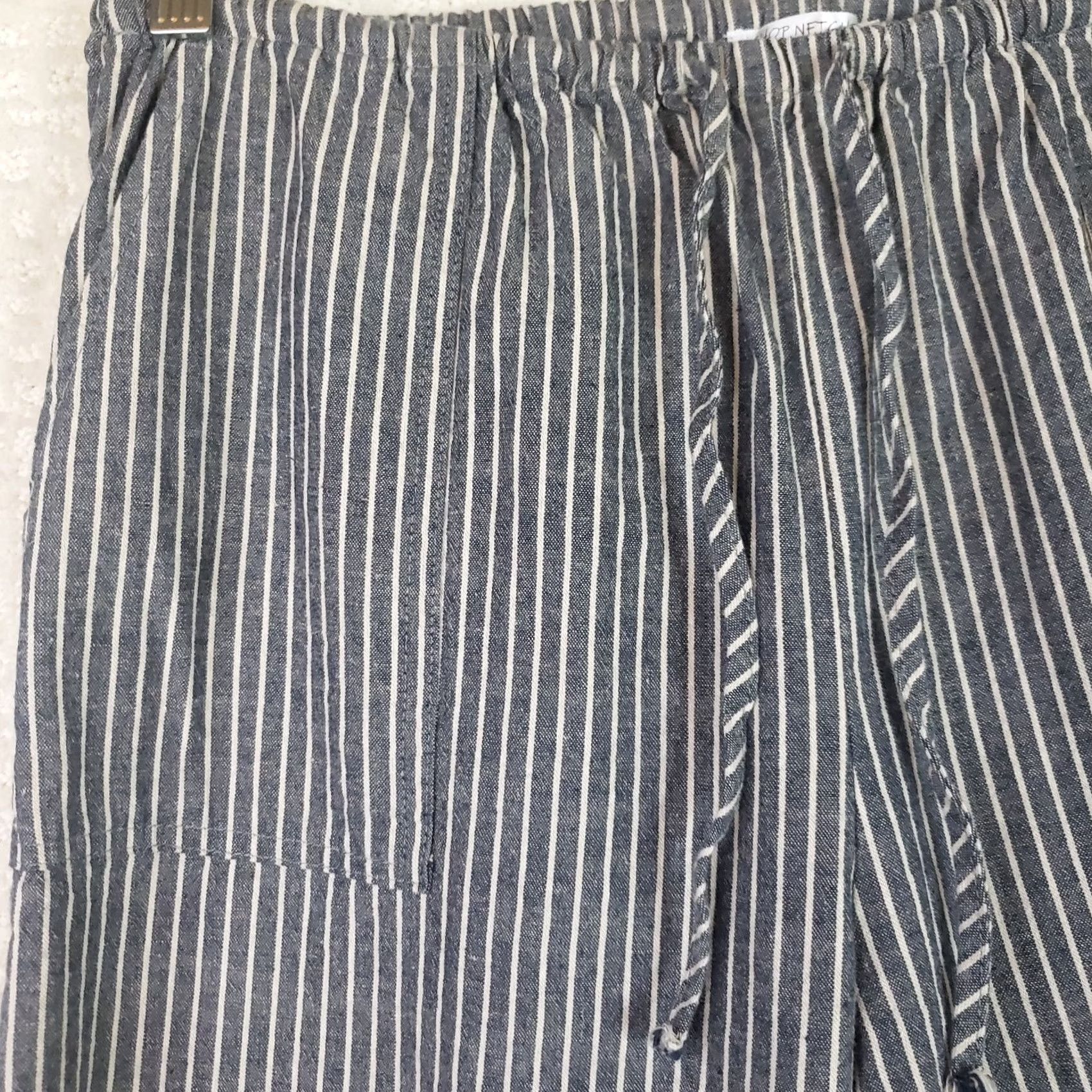 Vintage Shop Neighbor Pants Women's S Wide Leg Linen Blend Drawstring Striped Boho Beach Festival Pins Bohemian Casual Size 28" / US 6 / IT 42 - 4 Thumbnail