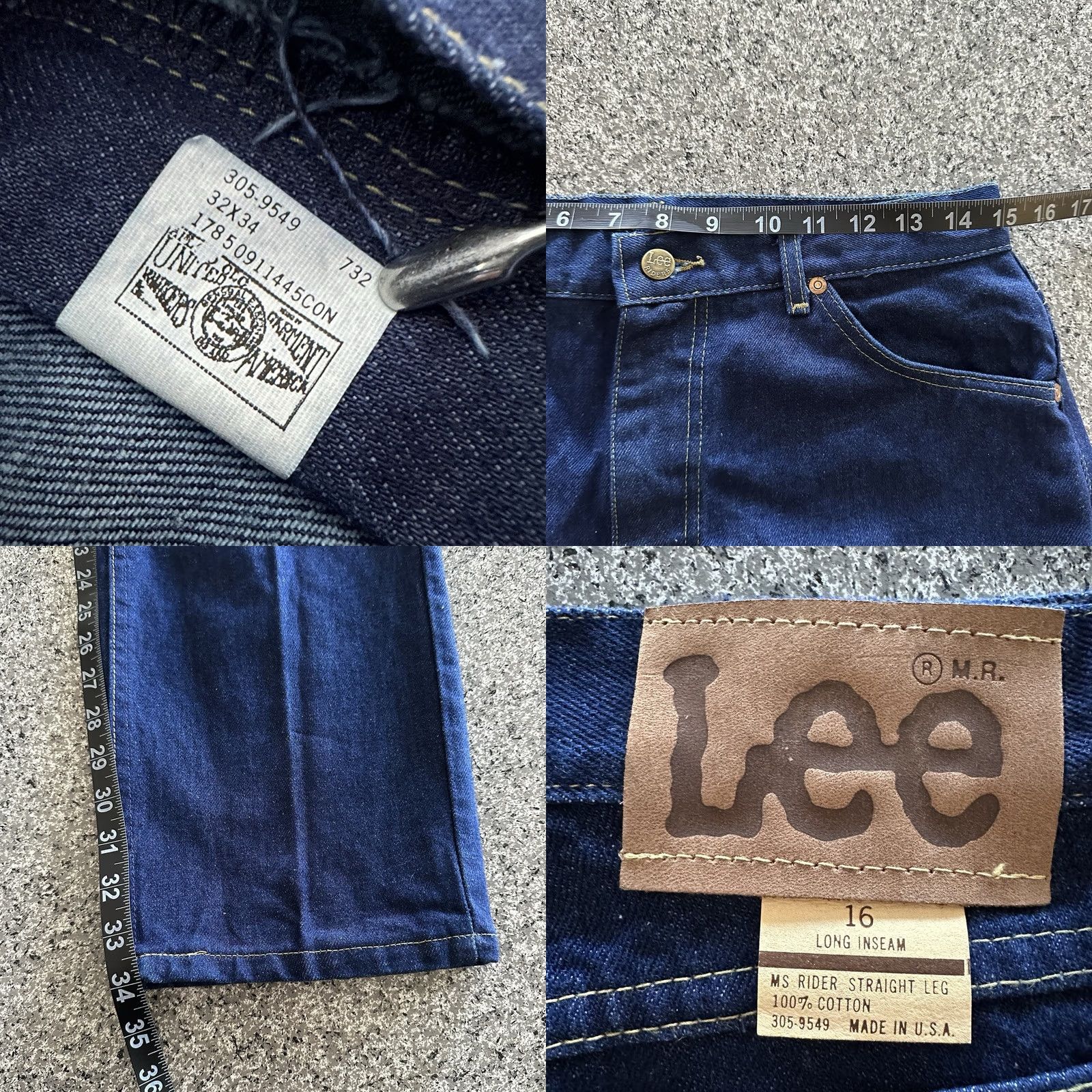Lee VINTAGE Lee Jeans Womens 16 L 32x34 Ms Riders Union Stamp Made in USA Dark Wash Jeans Size 38" / US 16 / IT 52 - 8 Thumbnail