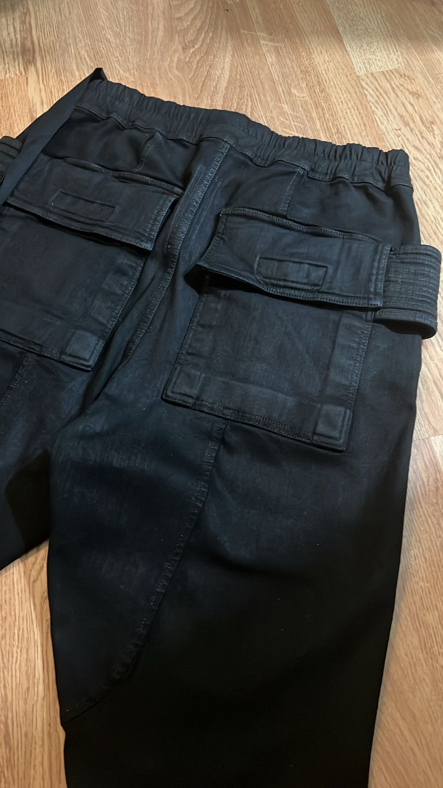 Rick Owens × Rick Owens Drkshdw BNWT SS24 Rick Owens Black Wax Creatch Cargo Denim Pants SBB Size US 32 / EU 48 - 4 Thumbnail