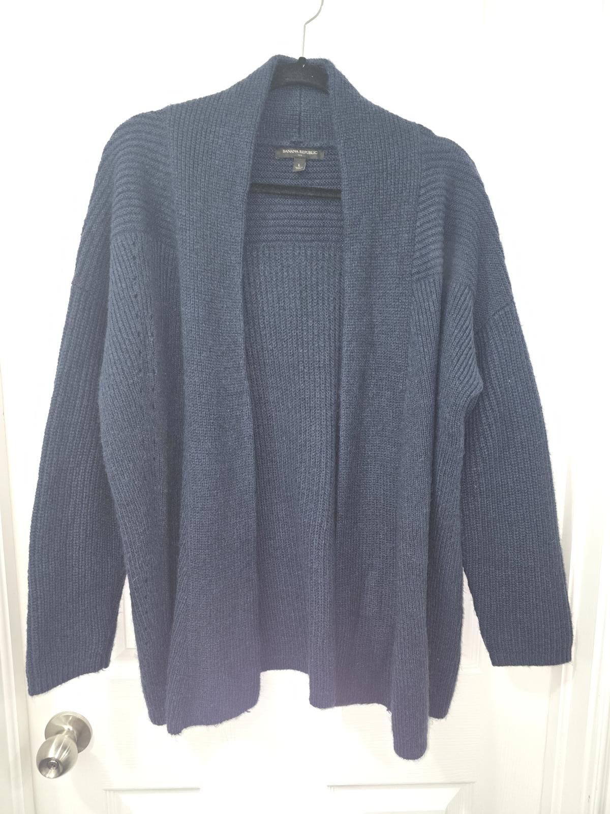 Banana Republic Banana Republic Navy Blue Open-Front Cardigan Sweater Size L Size L / US 10 / IT 46 - 1 Thumbnail