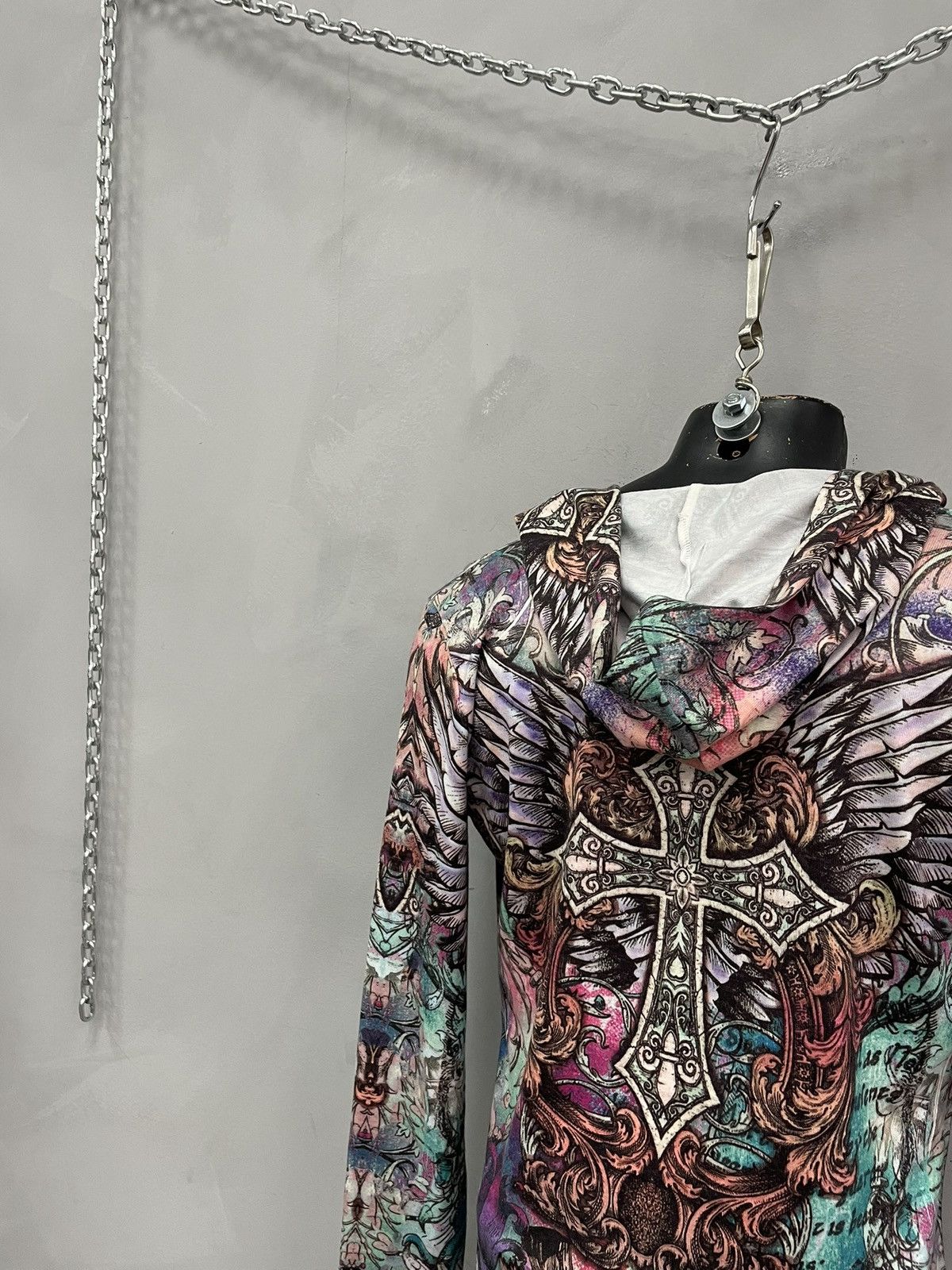 Hysteric Glamour Affliction style gothic cross print colorful Y2K zip hoodie Size US S / EU 44-46 / 1 - 12 Thumbnail
