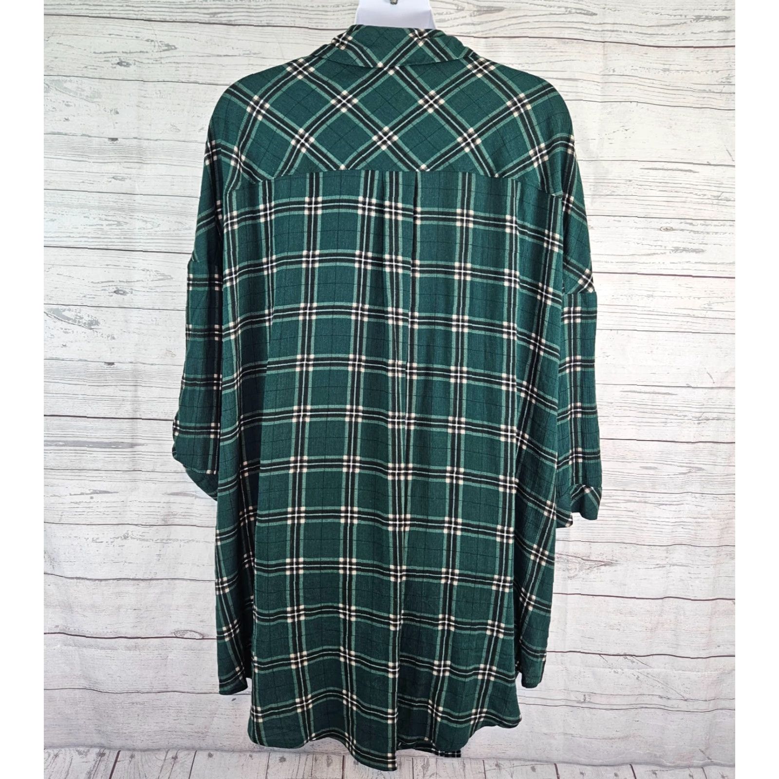 Torrid Torrid Womens Oversized Kimono Shirt Sz 6X Green Plaid Rayon Blend Shirt Womens 6X Green Plaid Kimono Torrid Size XXL / US 16-18 / IT 52-54 - 3 Thumbnail
