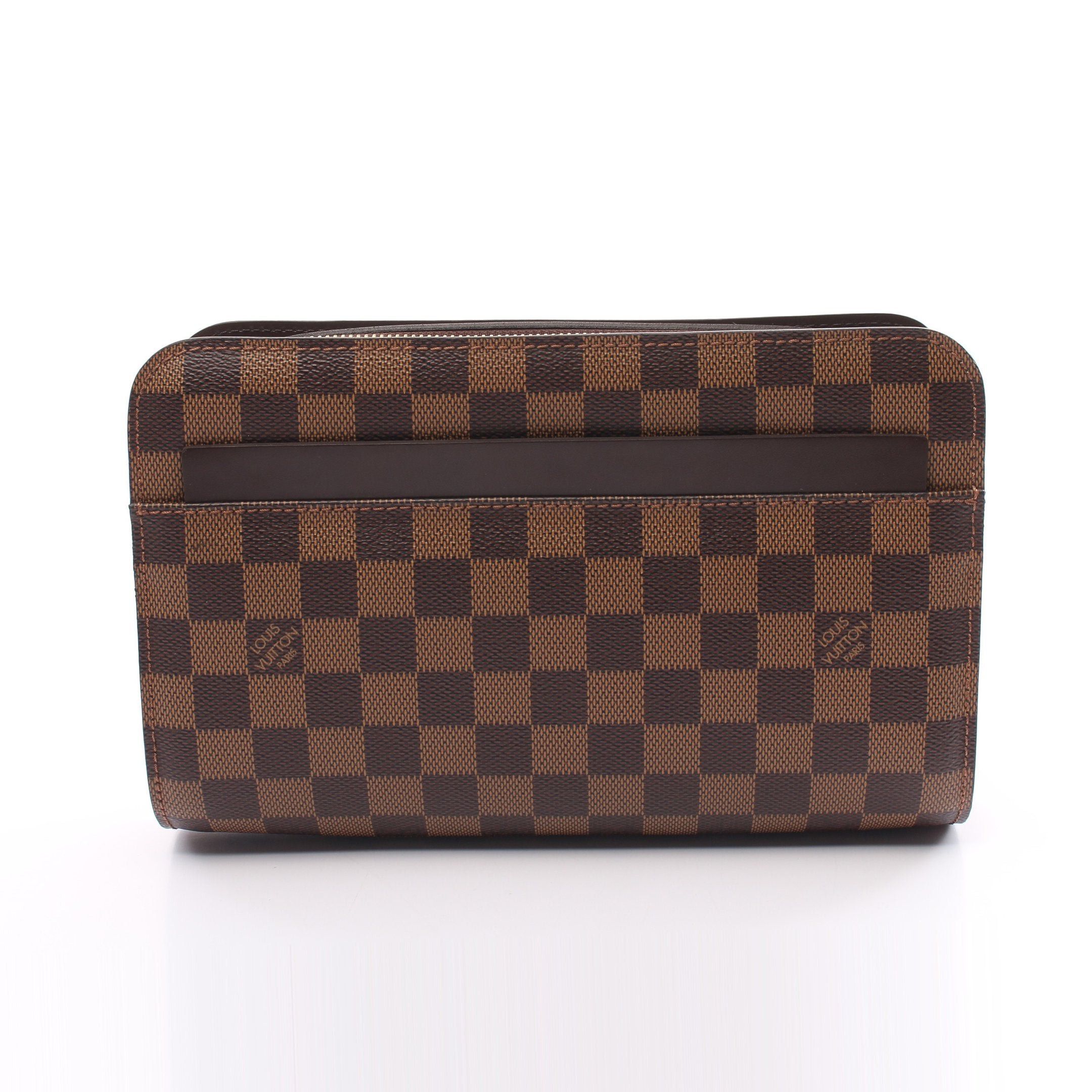 image of Louis Vuitton Saint Louis Damier Ebene Clutch Bag Second Bag Pvc Leather Brown, Men's