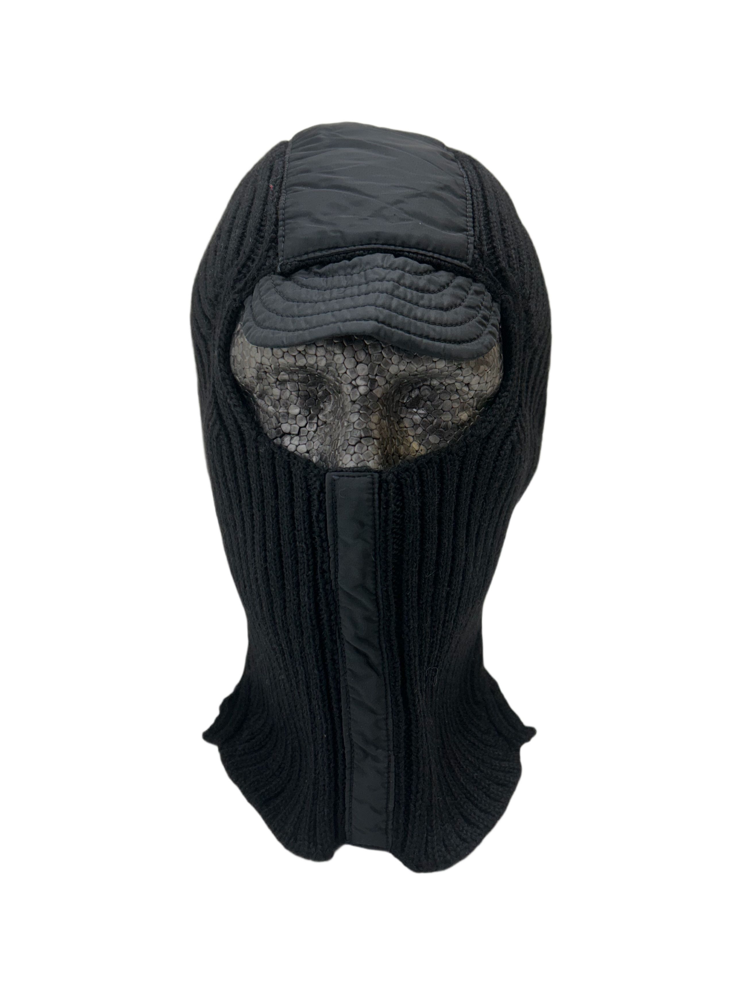 Prada Prada Linea Rossa Black Ribbed Wool Balaclava Size ONE SIZE - 1 Thumbnail