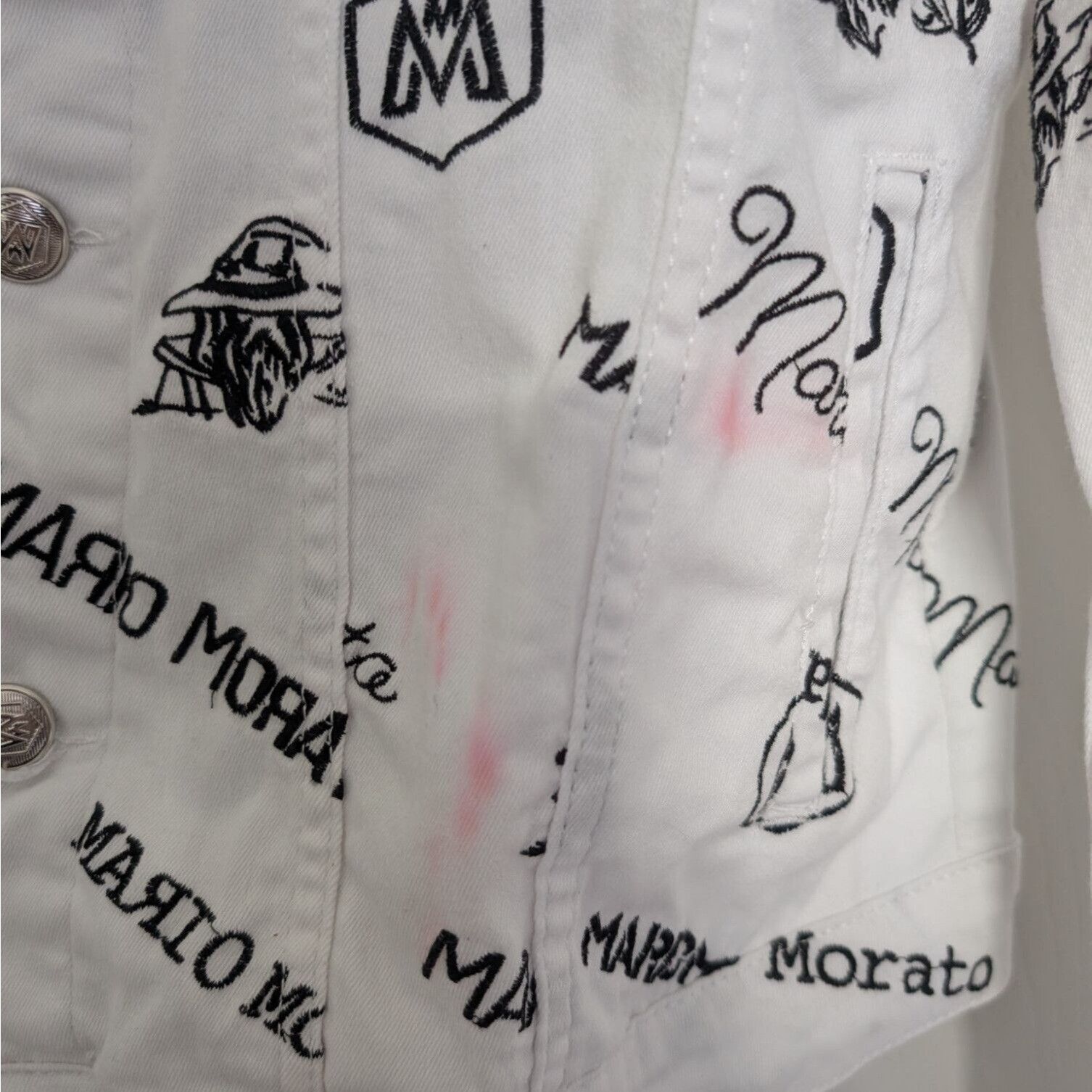 Designer Mario Morato Embroidered Denim Jacket Mens Size XL White Ski Size US XL / EU 56 / 4 - 5 Thumbnail