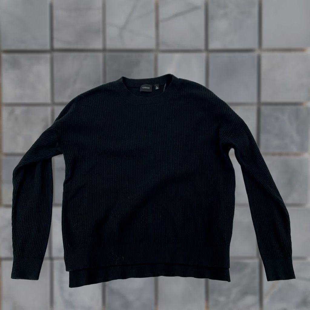 Vintage Cyrus Sweater Mens Large Black Ribbed Knitted Slim Fit Long Sleeve High Low Slit Size US L / EU 52-54 / 3 - 1 Thumbnail