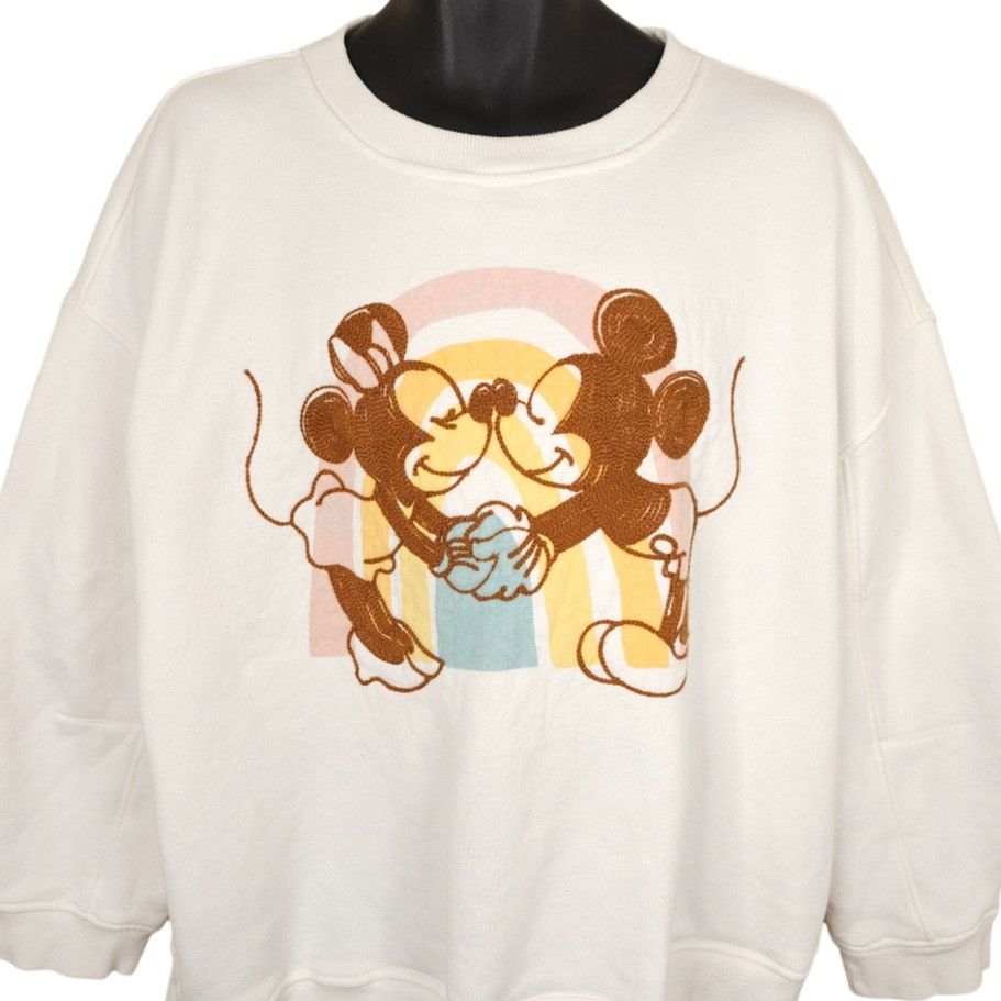 Disney Mickey And Minnie Mouse Sweatshirt Mens Size 2XL White Size US XXL / EU 58 / 5 - 1 Thumbnail