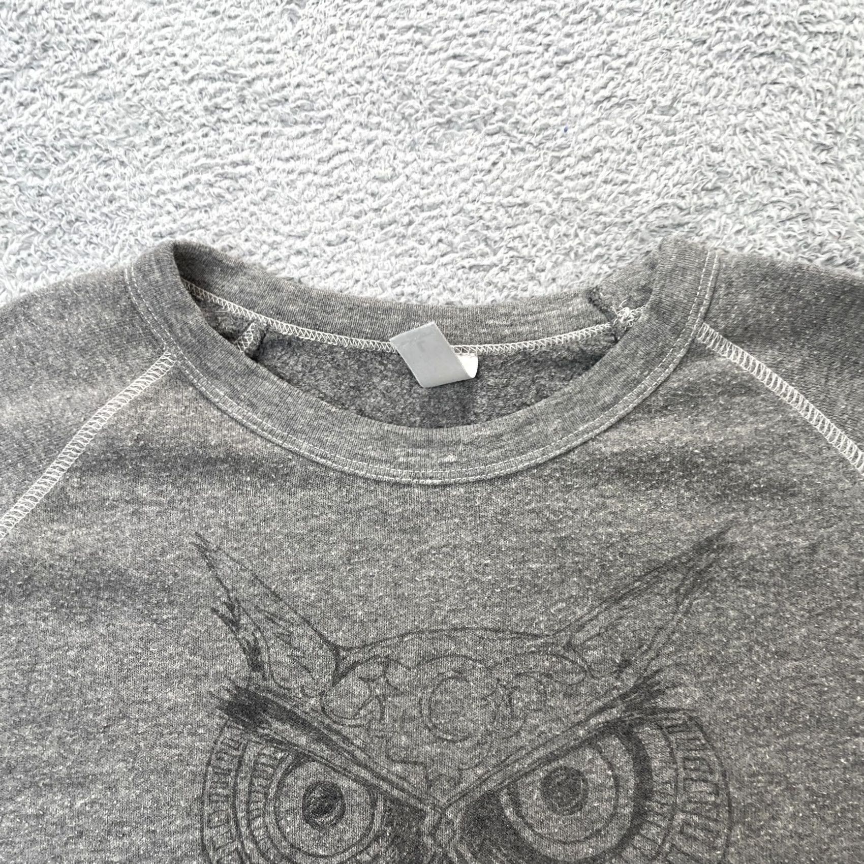 Vintage Owl Sweatshirt Mens Large Gray Heathered Graphic Print Fleece Lined Bohemian Size US L / EU 52-54 / 3 - 6 Thumbnail
