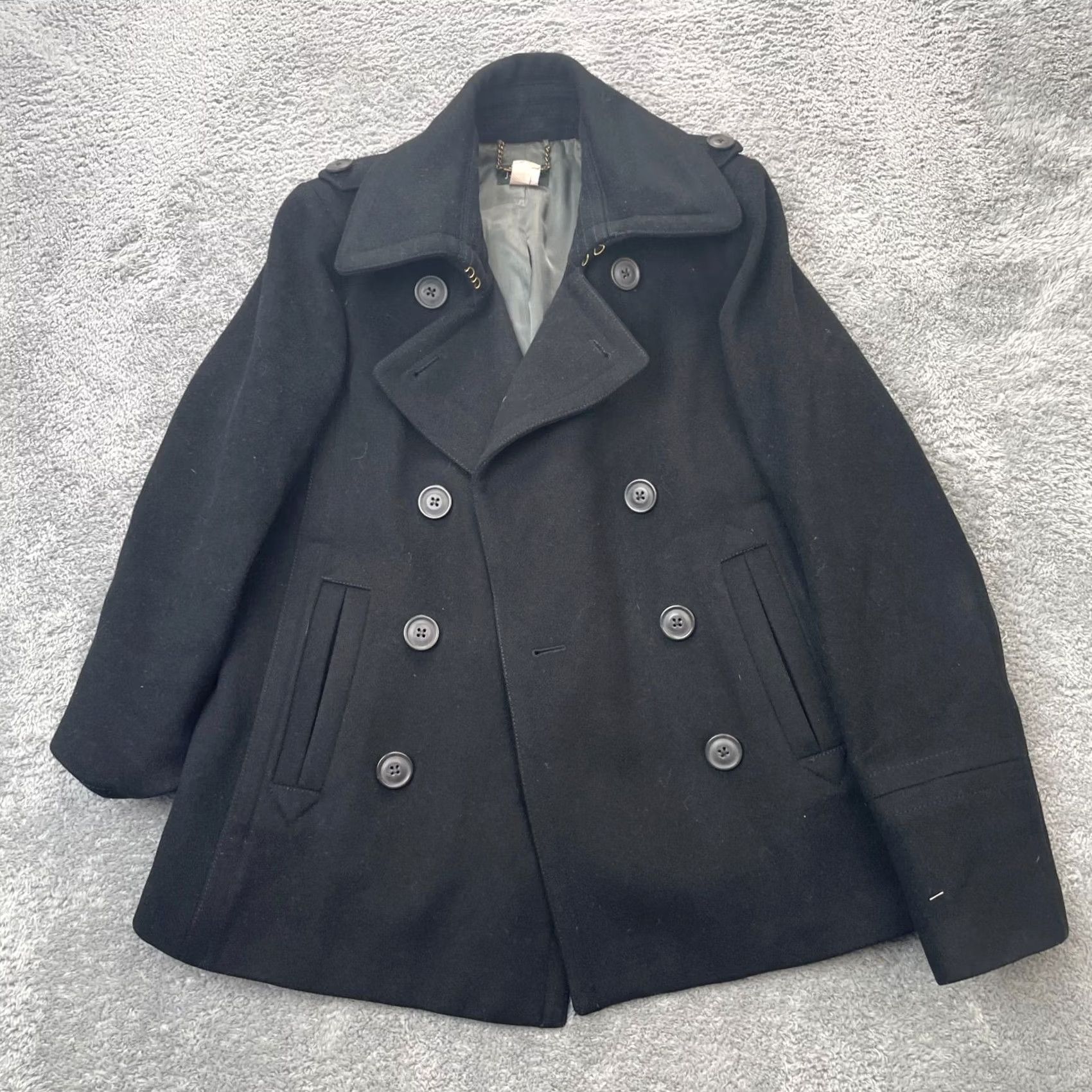 J.Crew VINTAGE J.CREW Coat Wool Pea Coat Womens M Black Lined Pockets Thinsulate Button Short 90s Classic Preppy Size M / US 6-8 / IT 42-44 - 2 Thumbnail