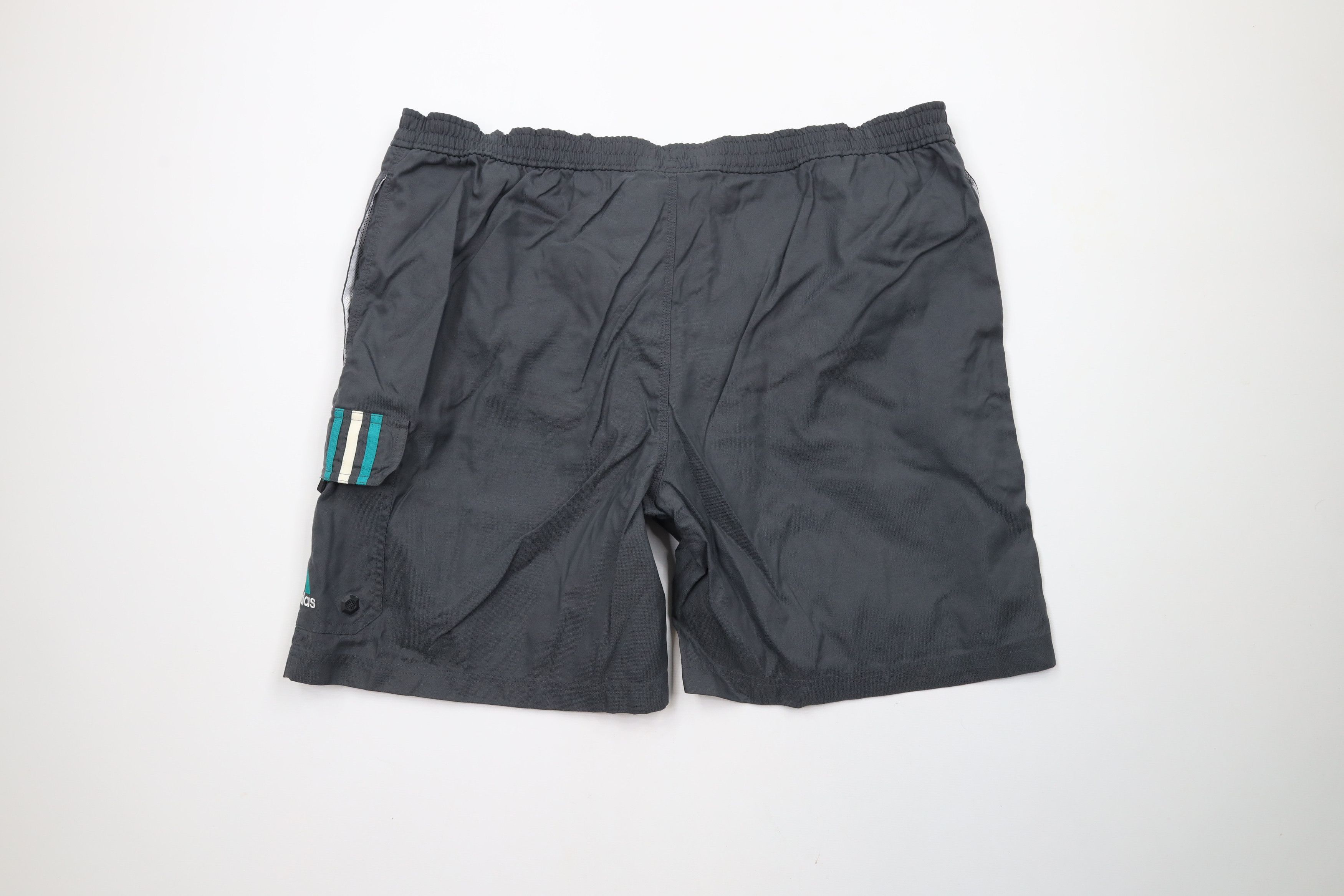 Adidas × Vintage Vintage 90s Adidas Out Striped Lined Shorts Swim Trunks Gray Size US 38 / EU 54 - 10 Thumbnail