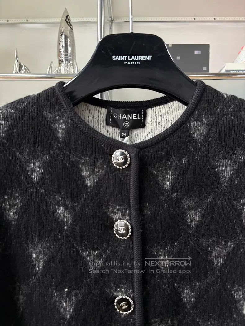 Chanel Chanel 21B black and gray snowflake cashmere medium and lo Size XXS / US 00 / IT 34 - 2 Thumbnail