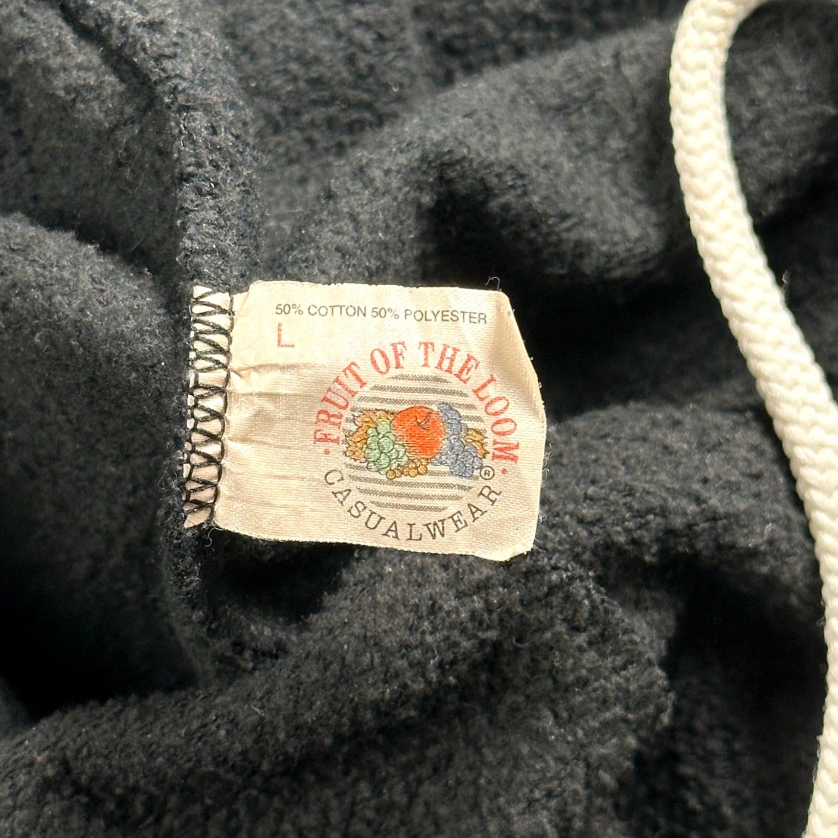 Fruit Of The Loom VINTAGE Fruit of the Loom Sweatpants 70s Fleece Black Adult L Men Regular Drawstring 90s Theme Size US 33 - 2 Thumbnail
