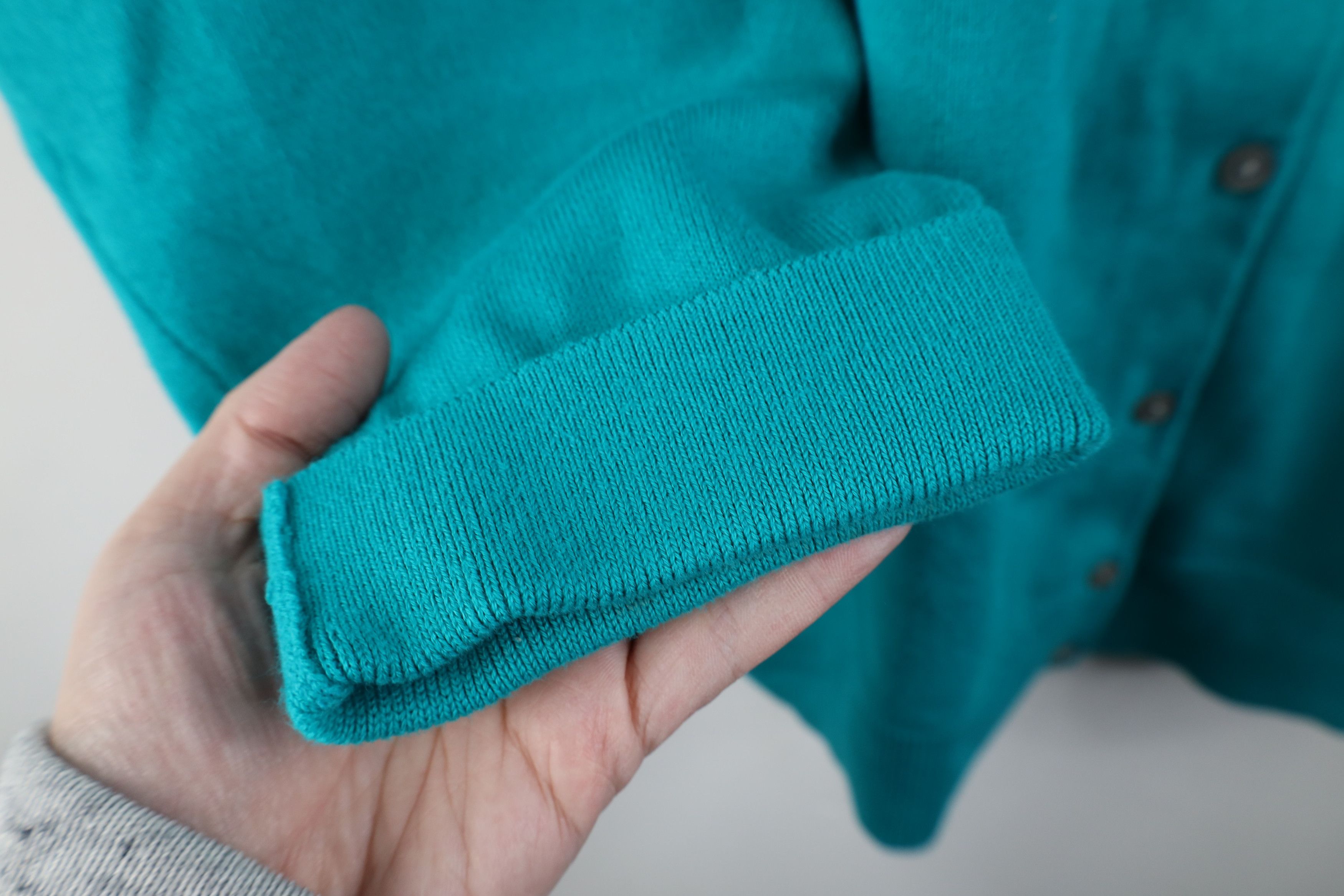 Lands' End × Vintage Vintage Lands End Supima Cotton Knit Cardigan Sweater Teal Size 3XL / US 20-22 - 5 Thumbnail