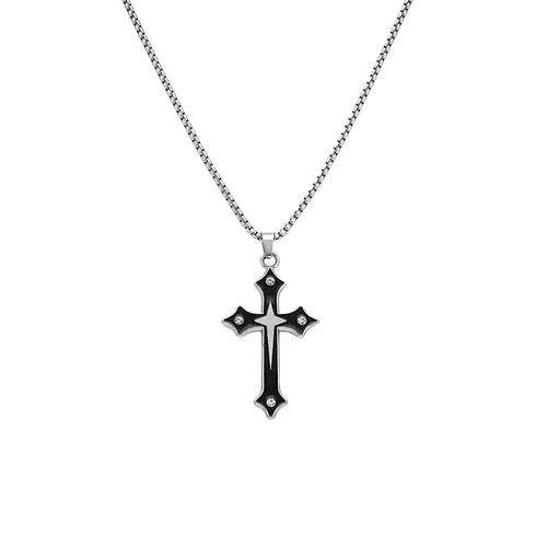 Jewelry Black Stainless Steel Cross Pendant Necklace Size ONE SIZE - 4 Thumbnail