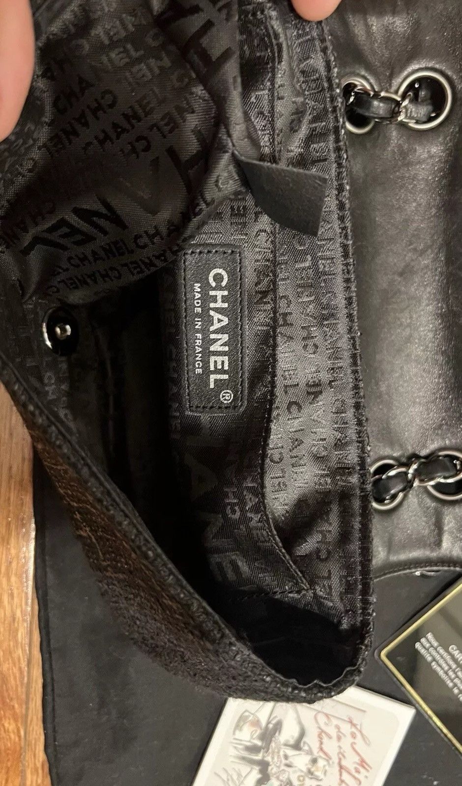 Chanel Chanel Vintage Tweed Fringle Flap Bag Black Rhinestone Size ONE SIZE - 6 Thumbnail