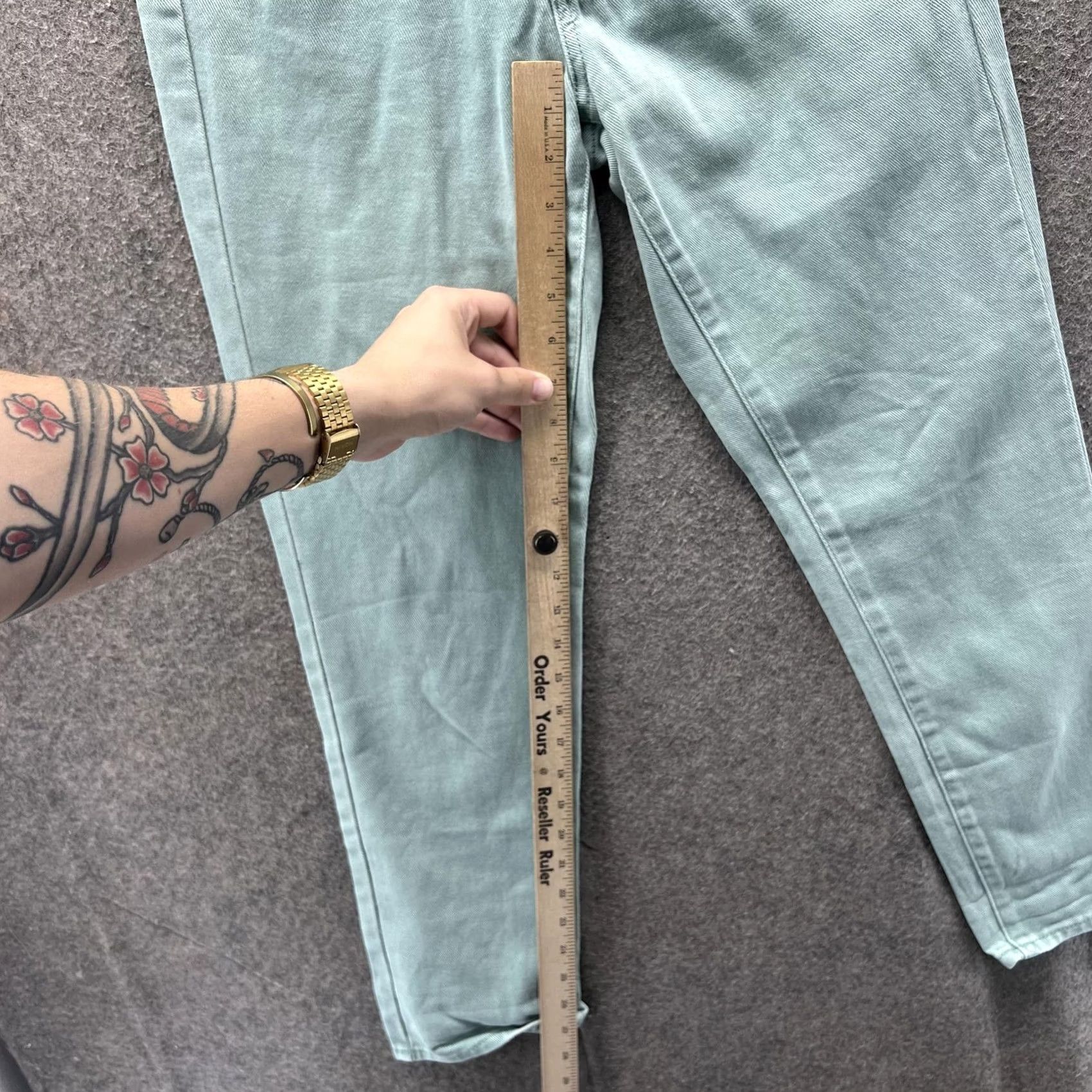 Pacsun PacSun Mom Jeans Womens 24 Light Green High Rise Tapered Leg Denim Pants Size 42" / US 20 - 5 Thumbnail